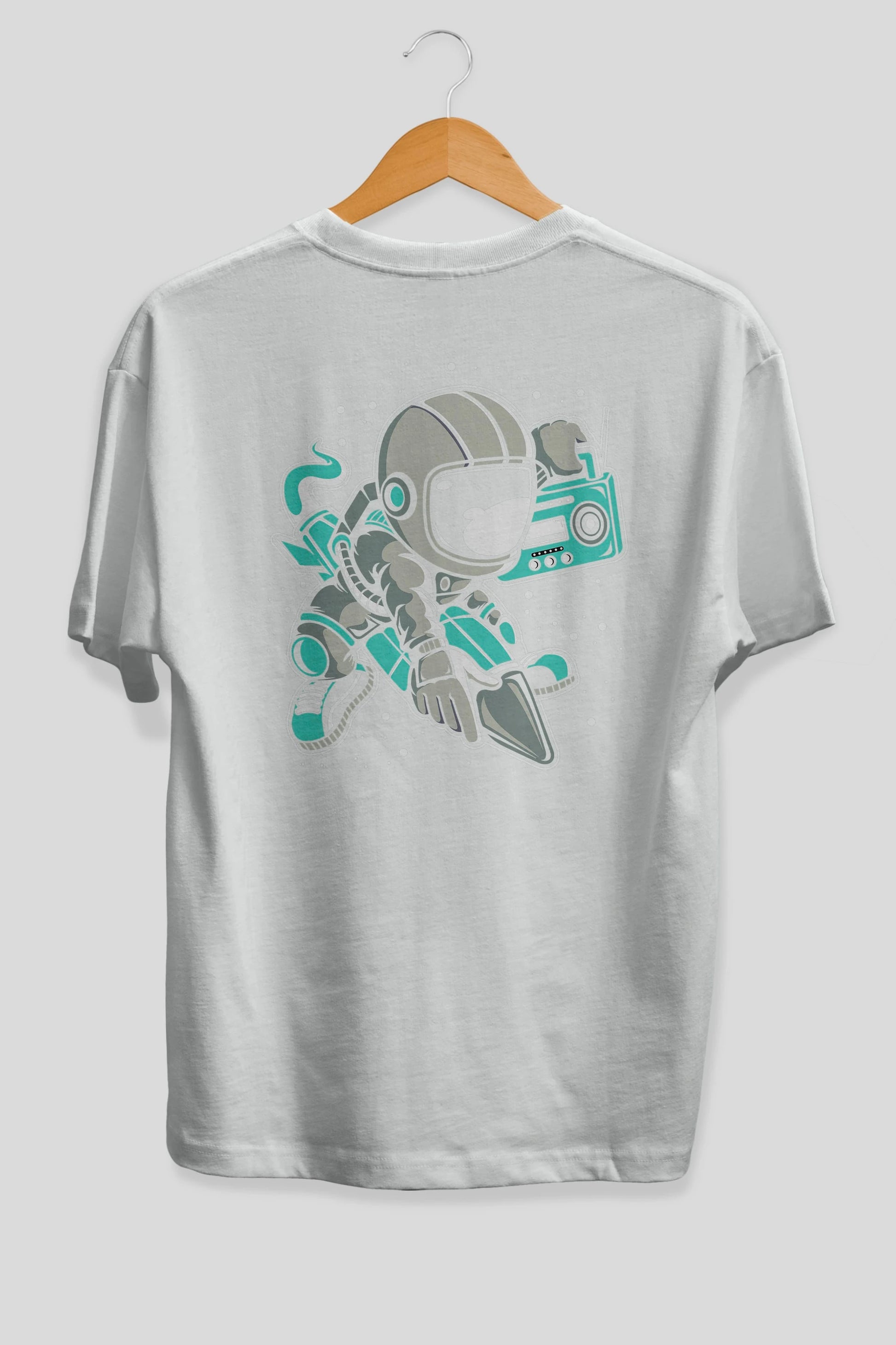 Astronaut Rocket (2) Arka Baskılı Oversize t-shirt Erkek Kadın Unisex
