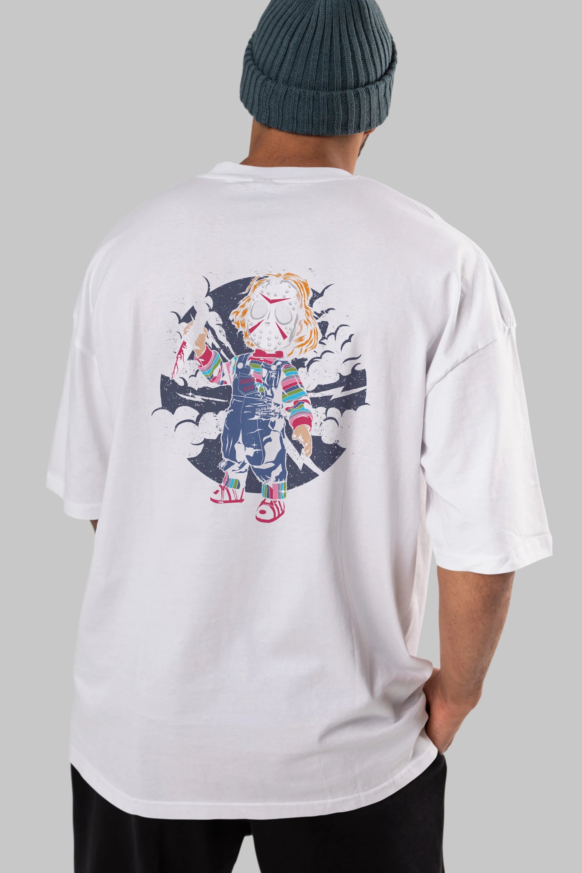 Chucky Arka Baskılı Oversize t-shirt Erkek Kadın Unisex %100 Pamuk