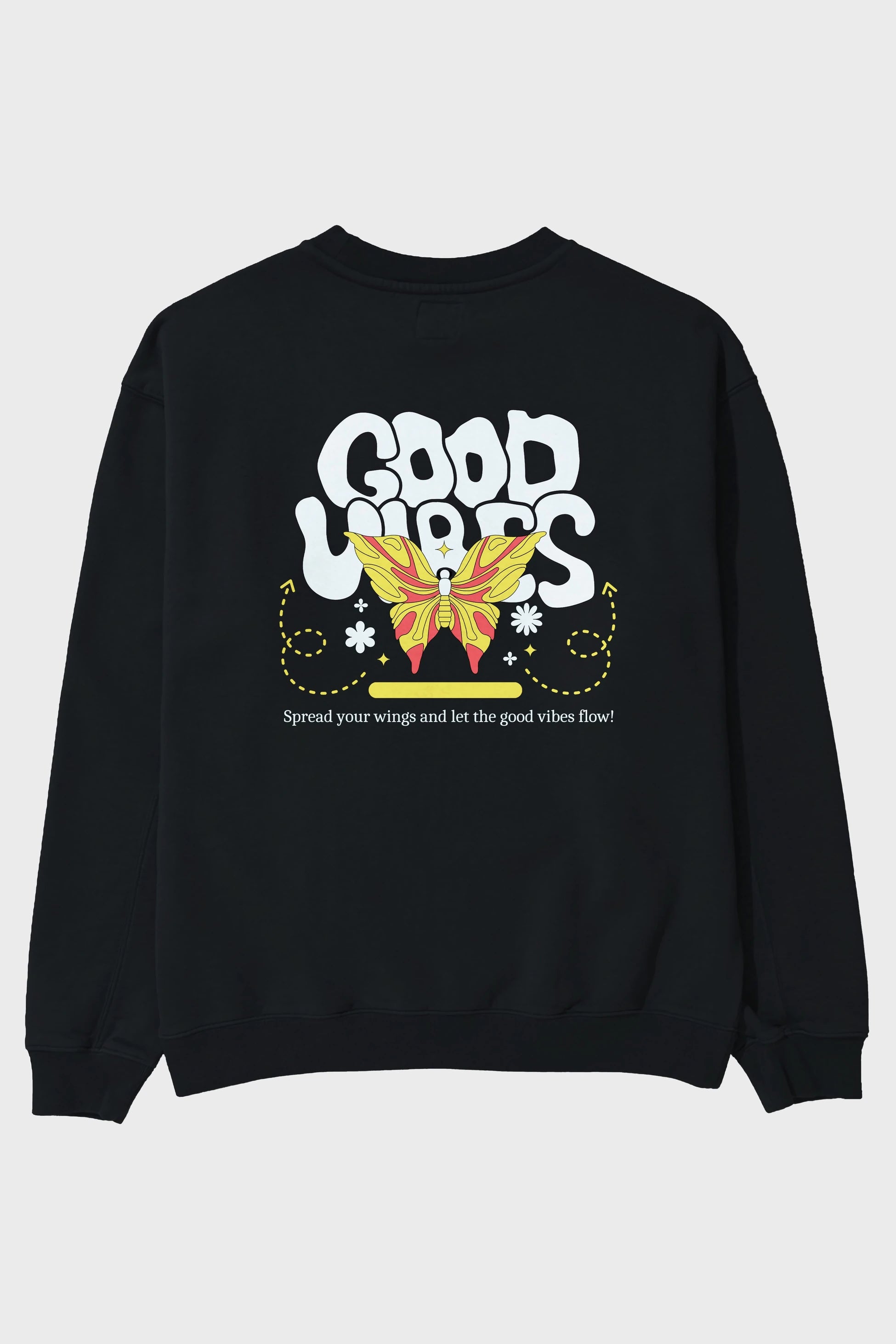 Good Vibes Yazılı 4 Arka Baskılı Oversize Sweatshirt Erkek Kadın Unisex