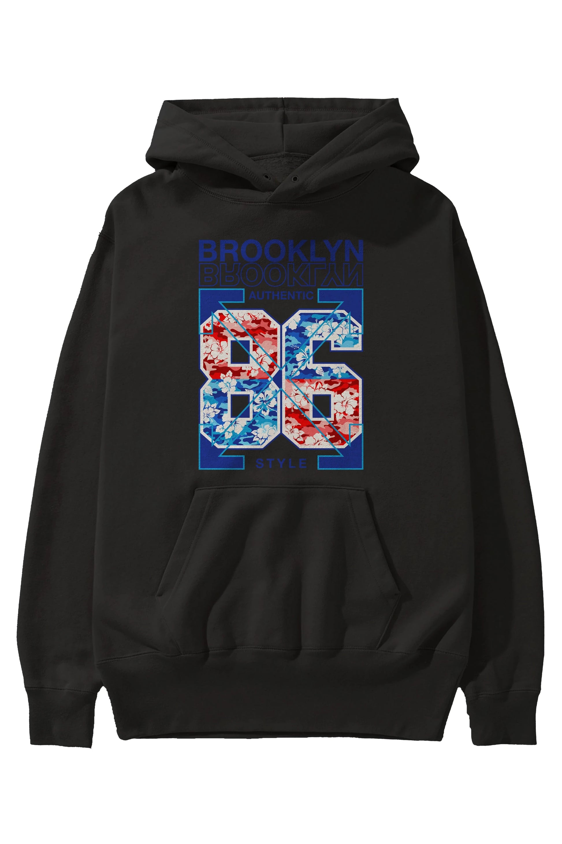 Brooklyn 86 Style Ön Baskılı Hoodie Oversize Kapüşonlu Sweatshirt Erkek Kadın Unisex