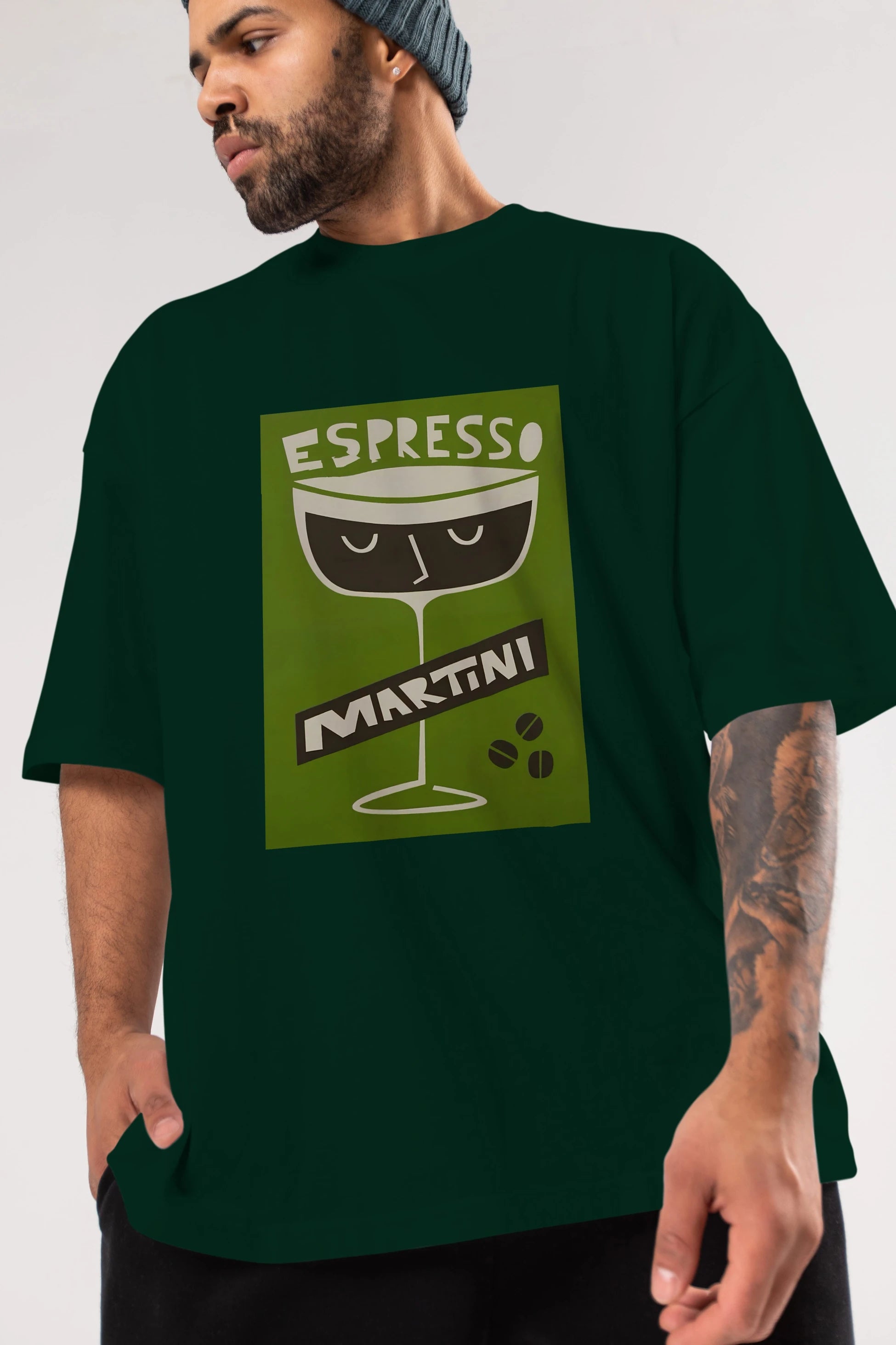 Espresso Martini 2 Ön Baskılı Oversize t-shirt Erkek Kadın Unisex %100 Pamuk Bisiklet Yaka tişort
