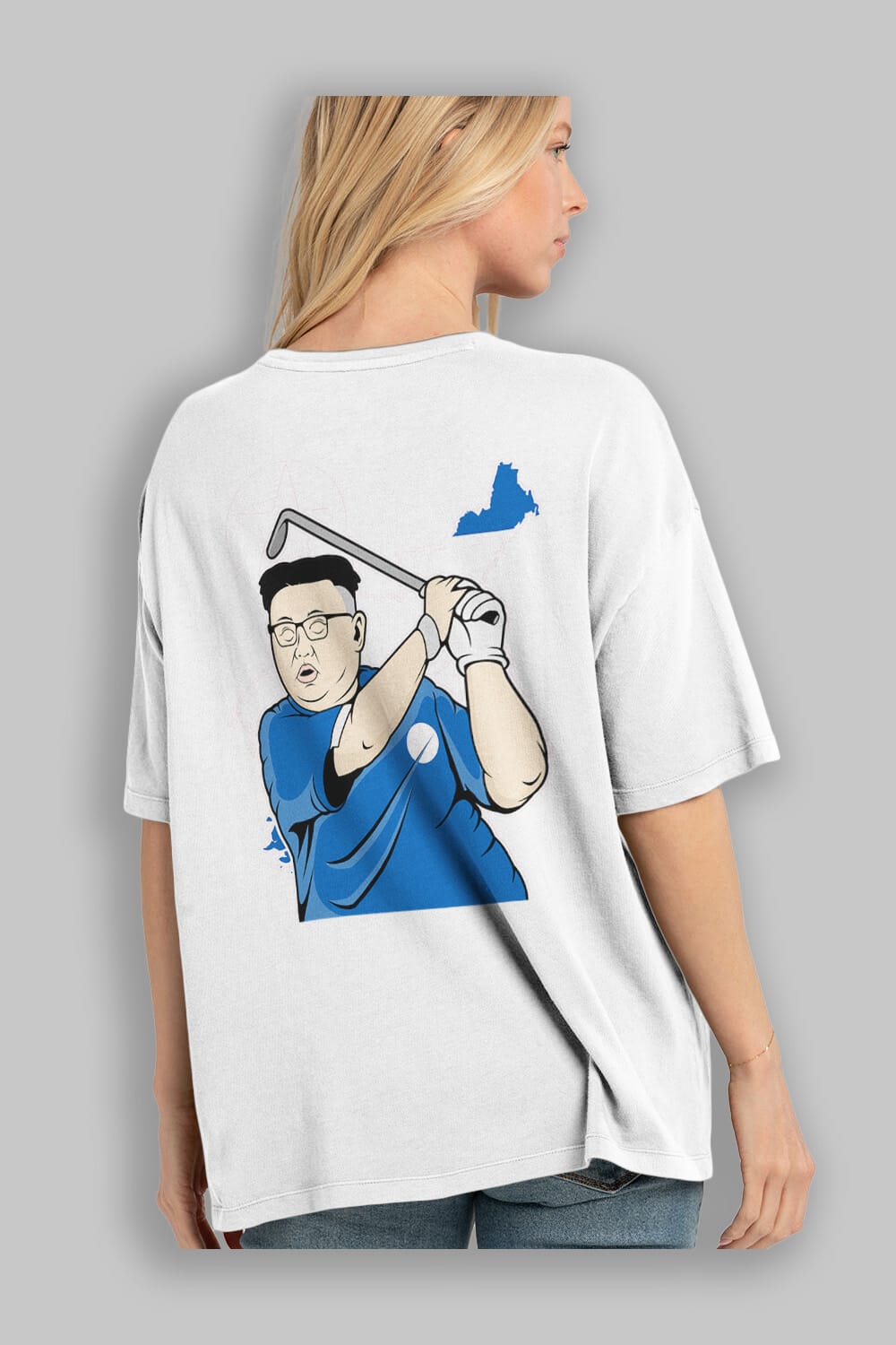 Kim Golf Arka Baskılı Oversize t-shirt Erkek Kadın Unisex %100 Pamuk tişort