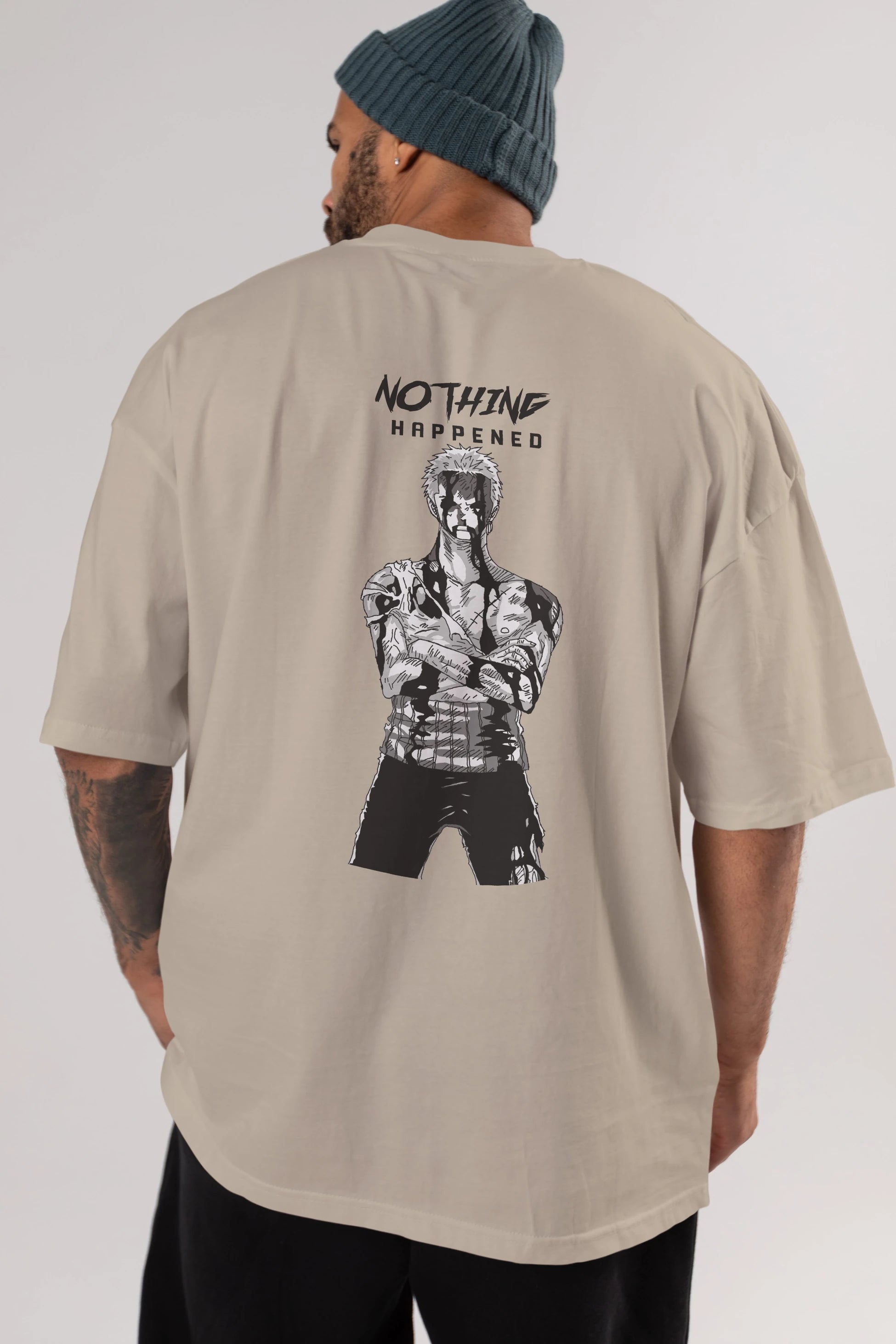 Roronoa Zoro 3 Anime Arka Baskılı Oversize t-shirt Erkek Kadın Unisex %100 pamuk tişort