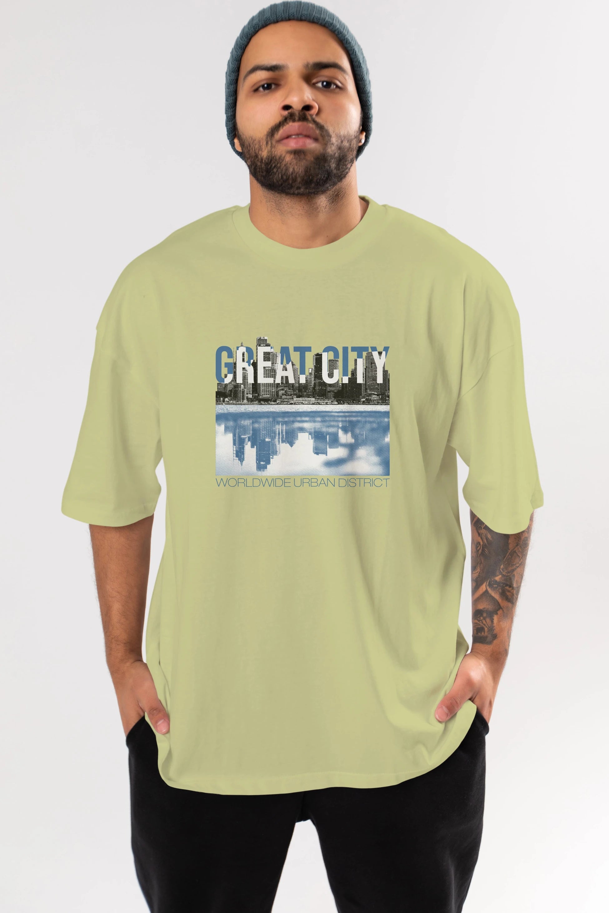 Great City Ön Baskılı Oversize t-shirt Erkek Kadın Unisex