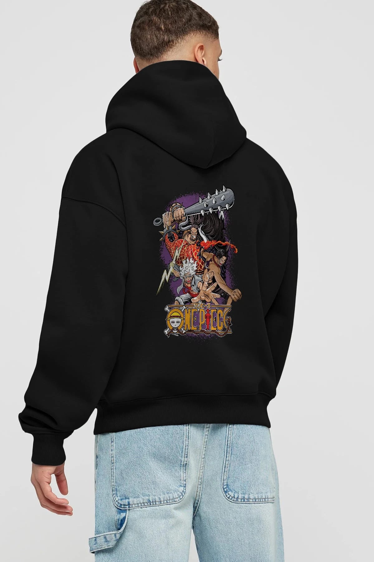 ONE PIECE (6) Anime Arka Baskılı Hoodie Oversize Kapüşonlu Sweatshirt Erkek Kadın Unisex