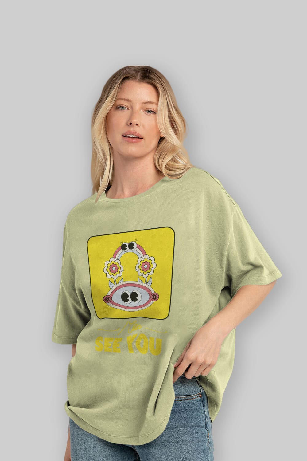 I Can See You Yazılı Ön Baskılı Oversize t-shirt Erkek Kadın Unisex