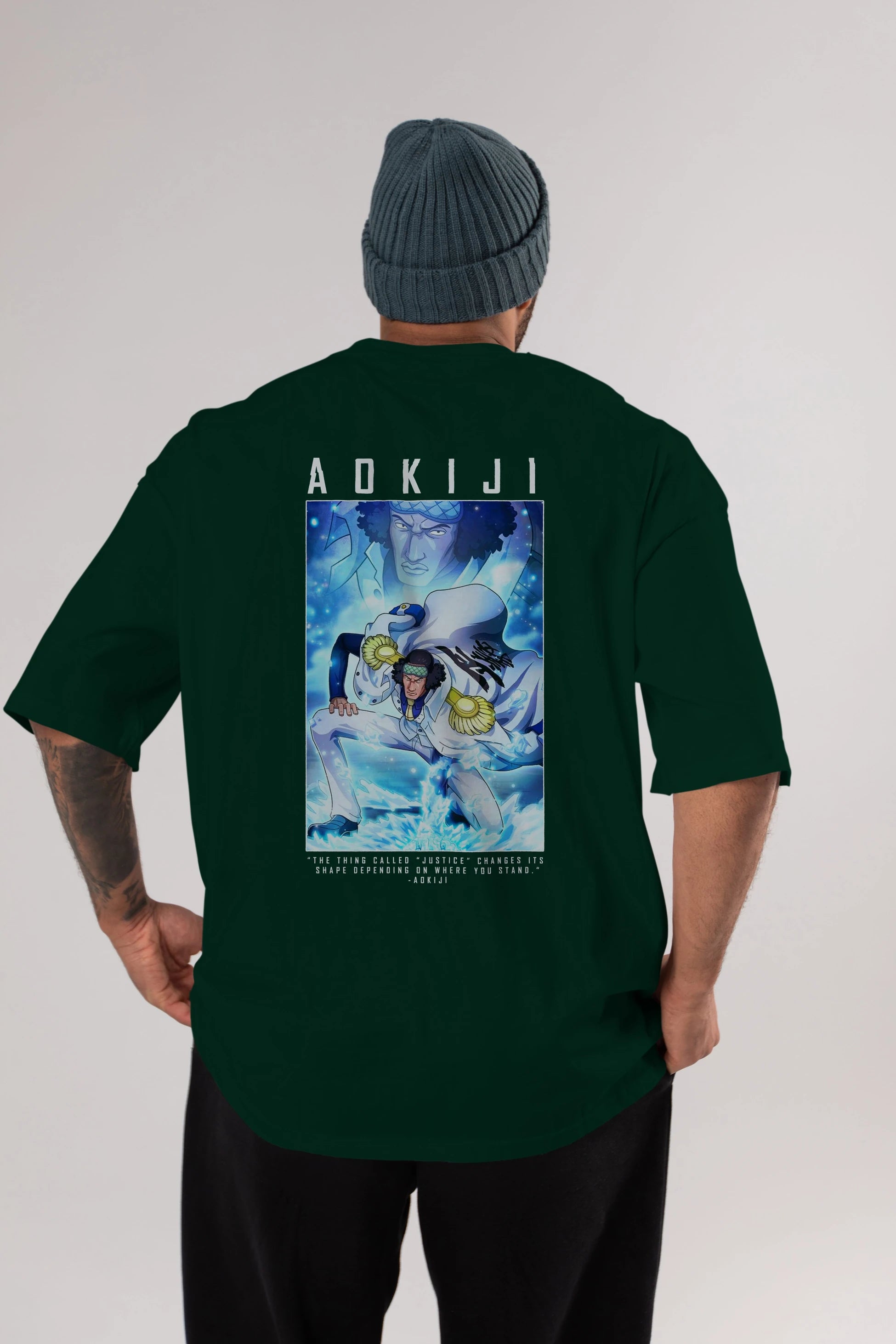 Kuzan Anime Arka Baskılı Oversize t-shirt Erkek Kadın Unisex %100 pamuk tişort