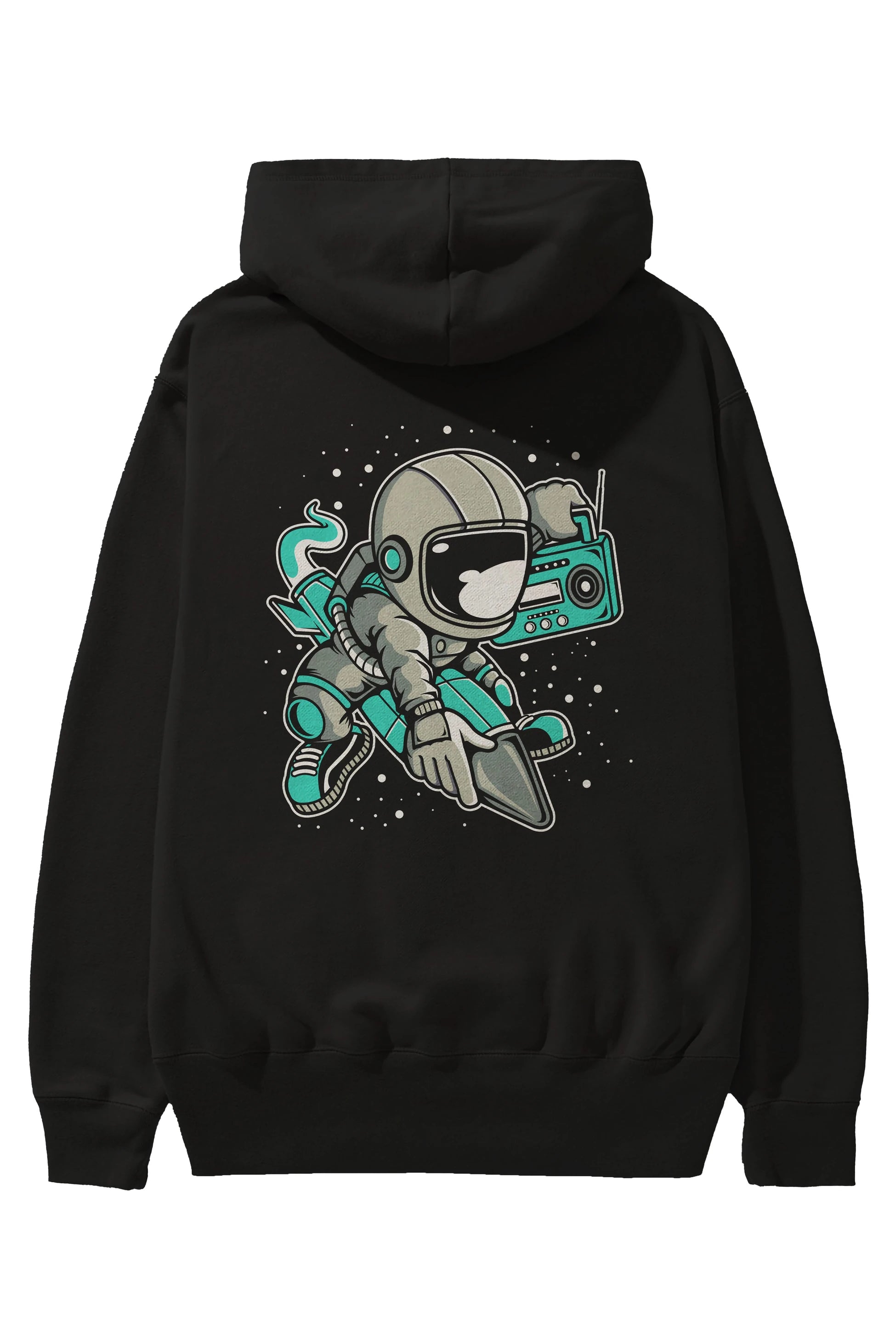 Astronaut Rocket (2) Arka Baskılı Hoodie Oversize Kapüşonlu Sweatshirt Erkek Kadın Unisex