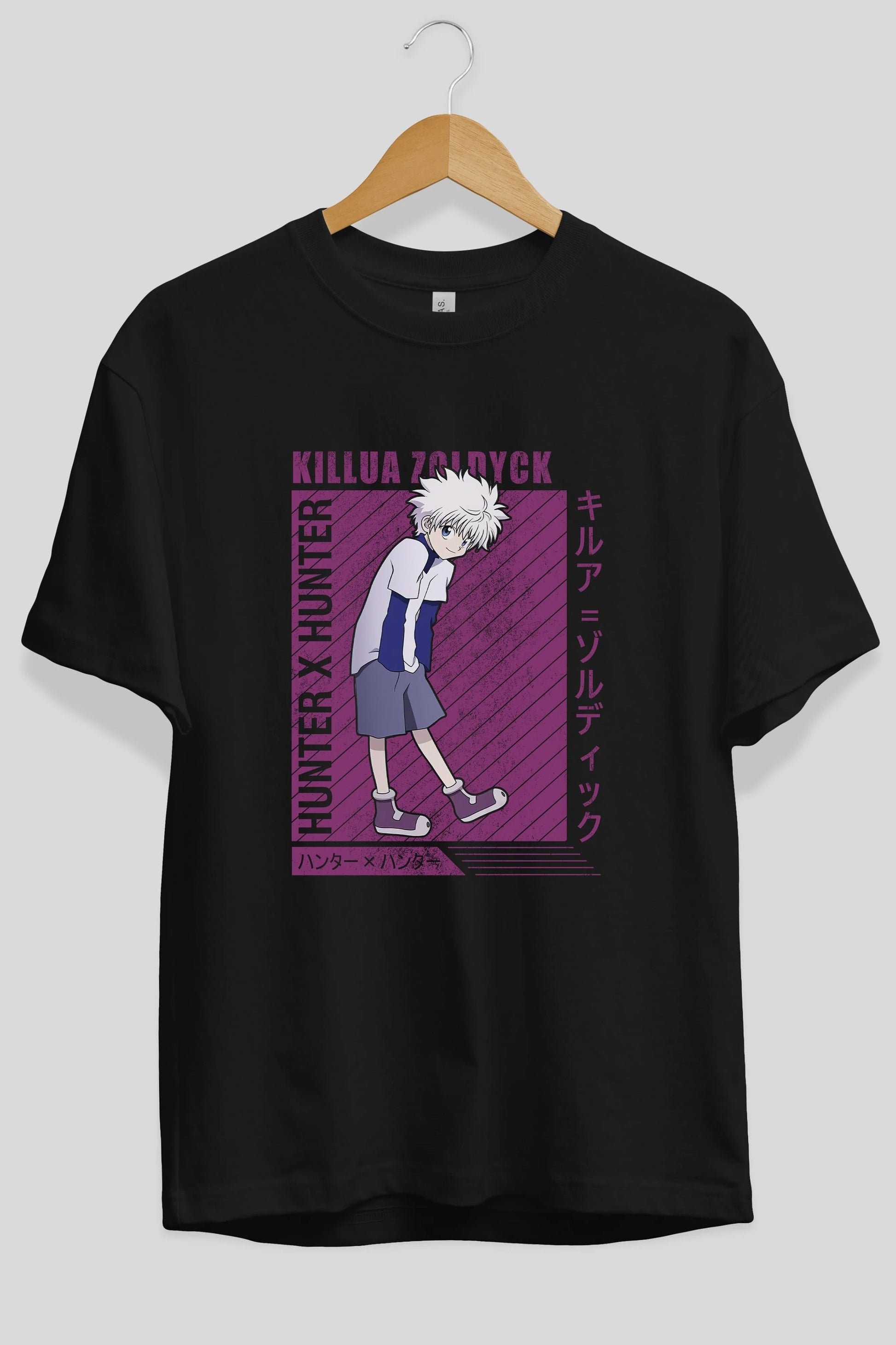 Killua Zoldyck 3 1 Anime Ön Baskılı Oversize t-shirt %100 pamuk Erkek Kadın Unisex