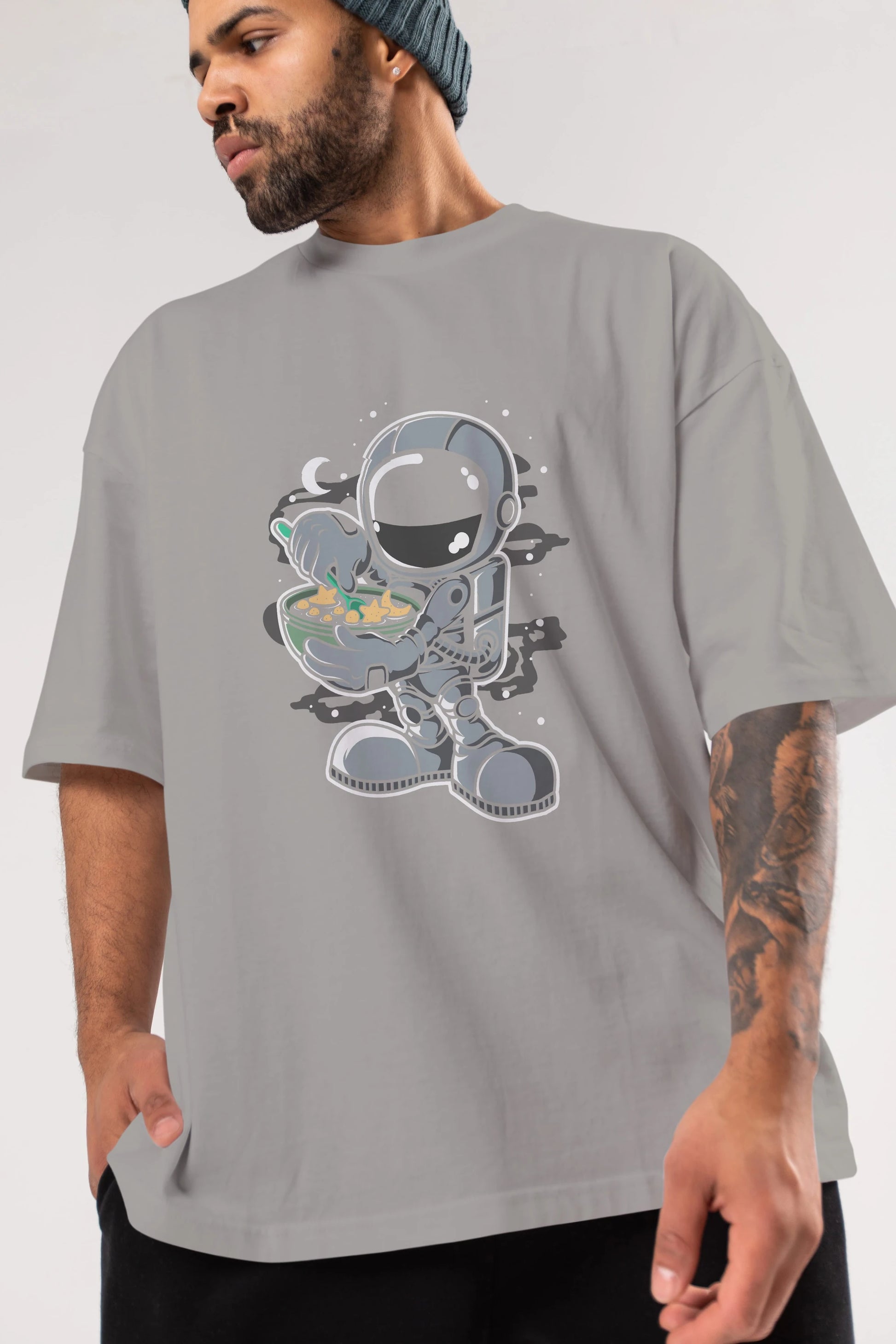 Astronaut Star Flakes Ön Baskılı Oversize t-shirt Erkek Kadın Unisex
