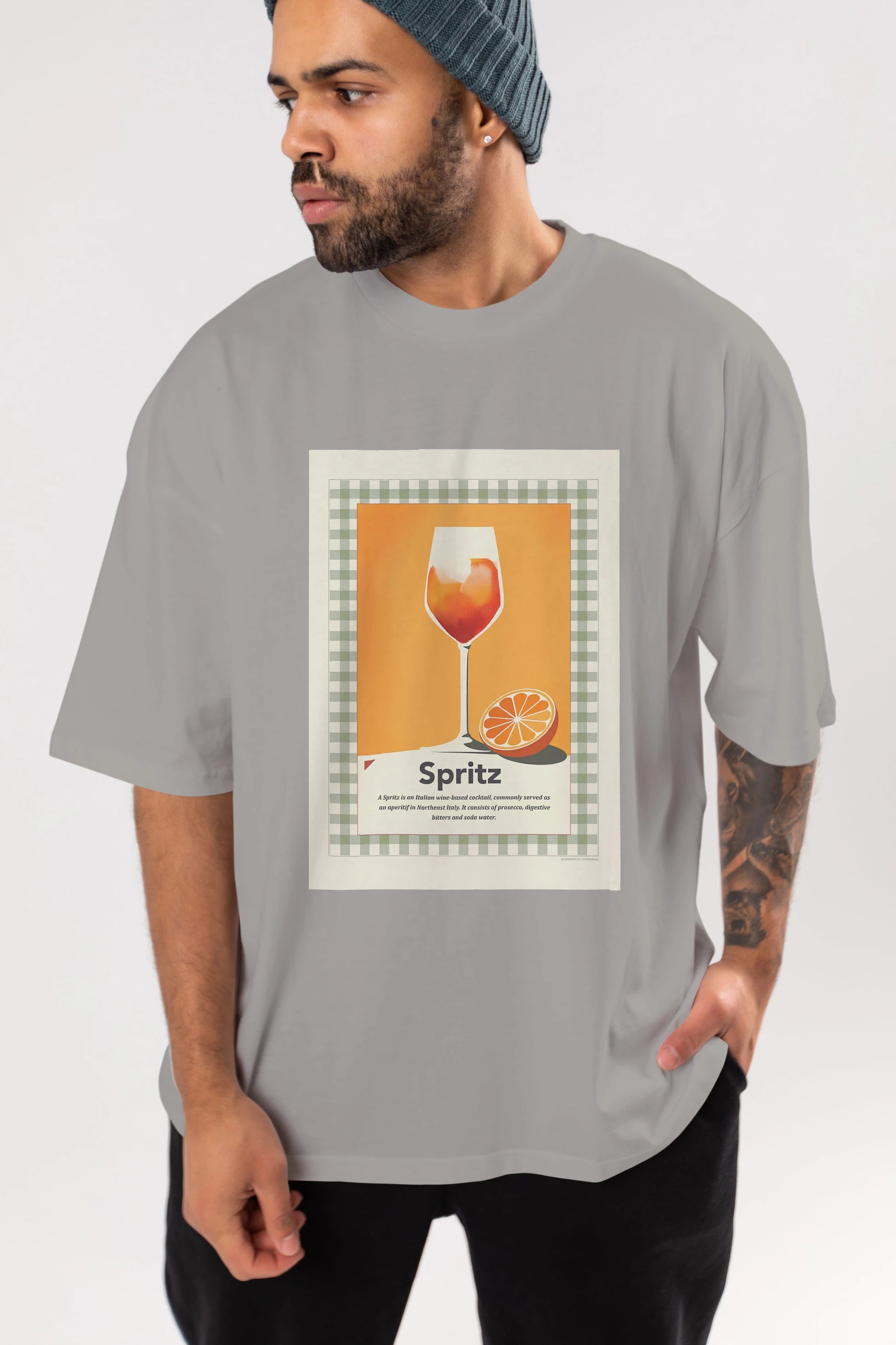 Aperol Spritz 5 Ön Baskılı Oversize t-shirt Erkek Kadın Unisex %100 Pamuk Bisiklet Yaka tişort