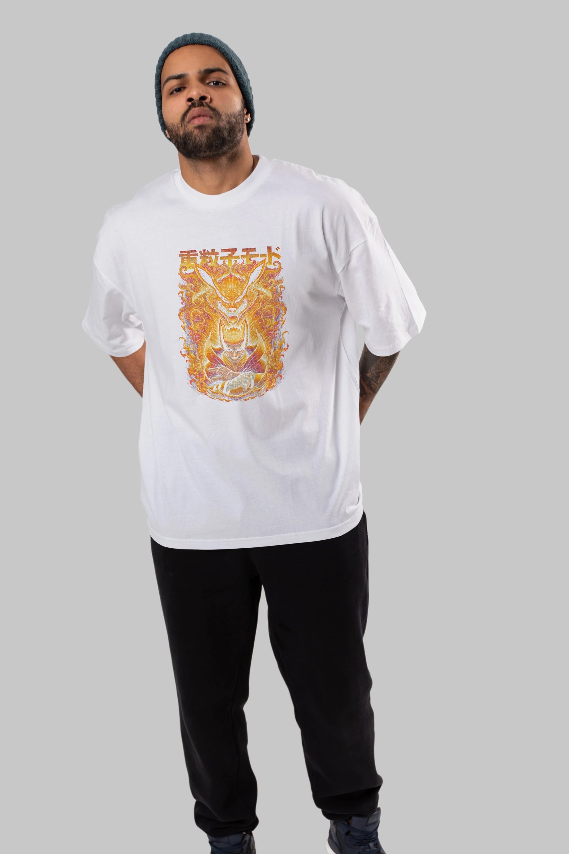 NARUTO KYUUBI 1 Anime Ön Baskılı Oversize t-shirt %100 pamuk Erkek Kadın Unisex
