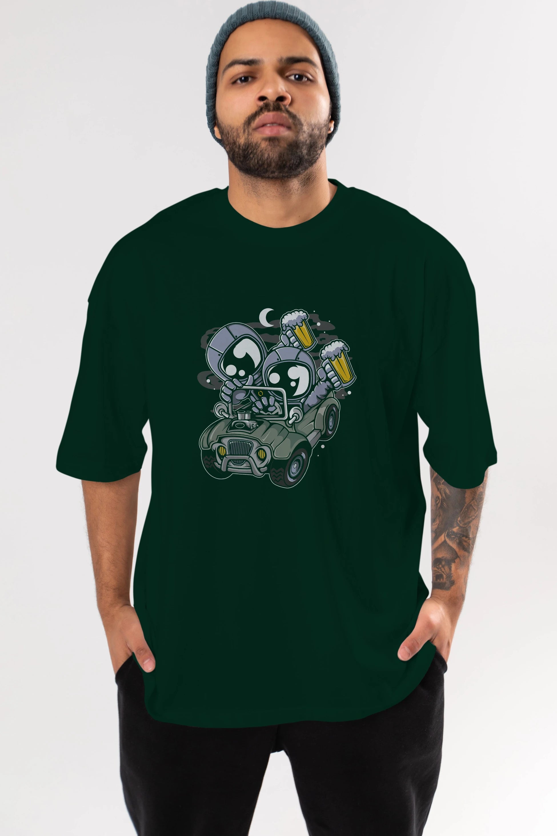 Astronaut Offroad Ön Baskılı Oversize t-shirt Erkek Kadın Unisex