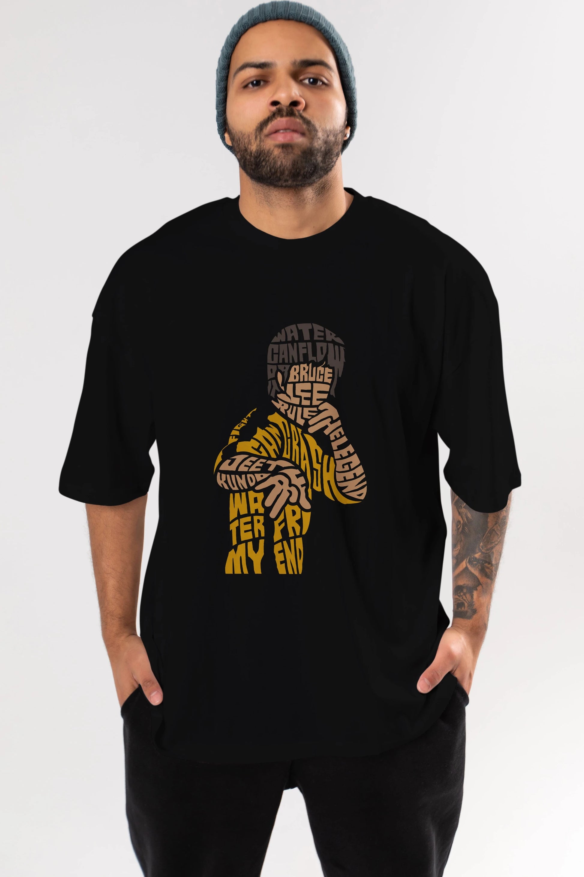 Bruce Lee Ön Baskılı Oversize t-shirt %100 pamuk Erkek Kadın Unisex