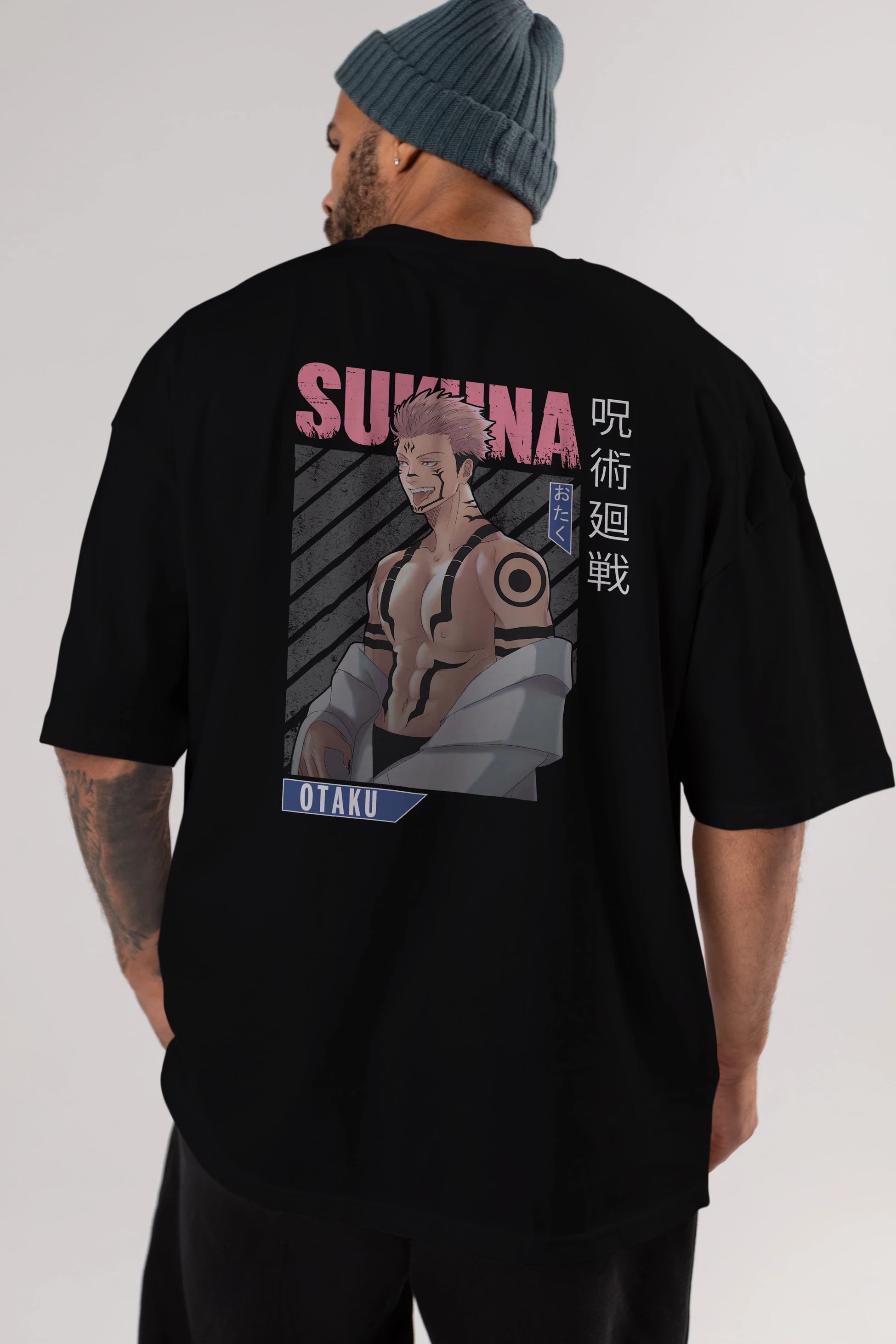 Sukuna Ryoumen Anime Arka Baskılı Oversize t-shirt Erkek Kadın Unisex