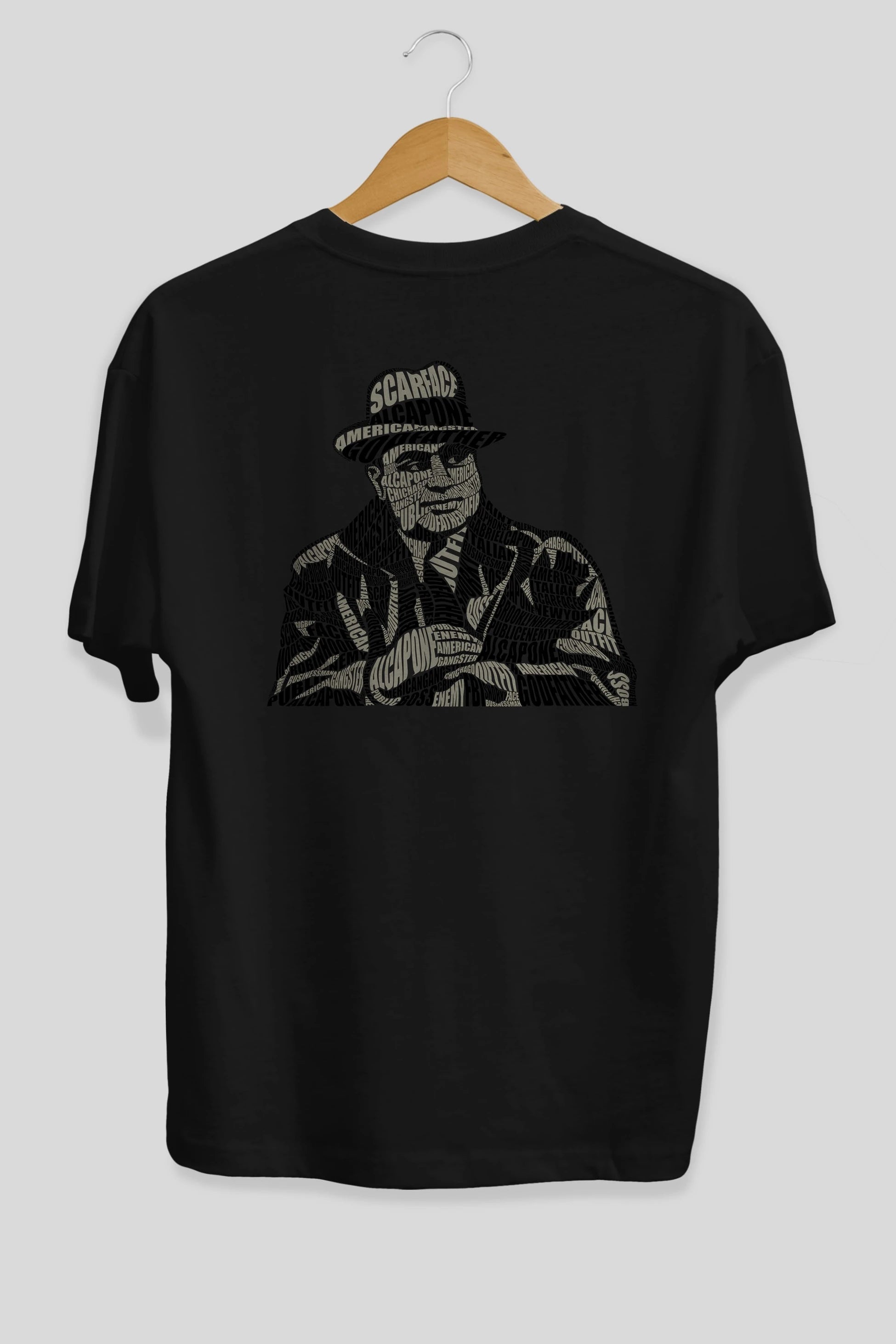 Al Capone Calligram Arka Baskılı Oversize t-shirt %100 pamuk Erkek Kadın Unisex