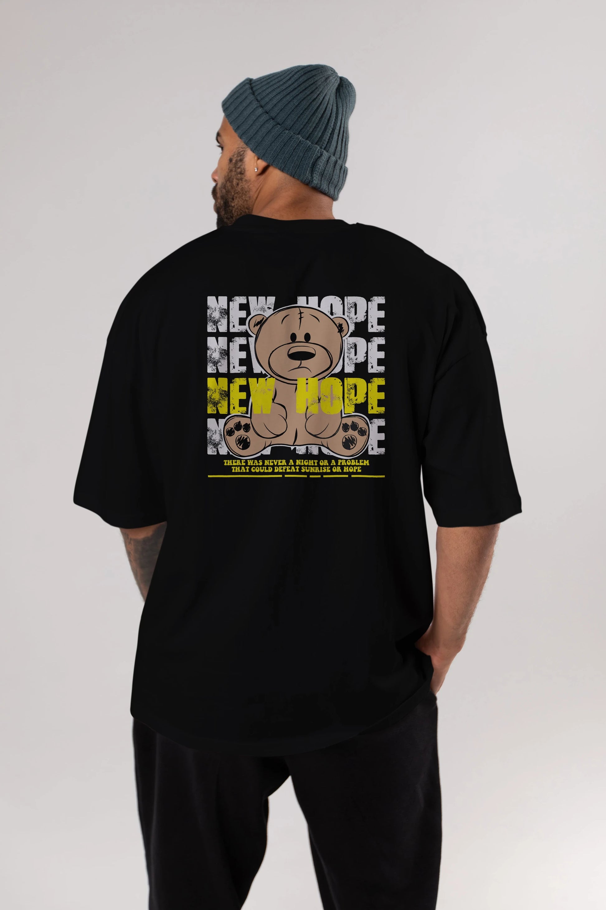 Teddy Bear New Hope Arka Baskılı Oversize t-shirt Erkek Kadın Unisex