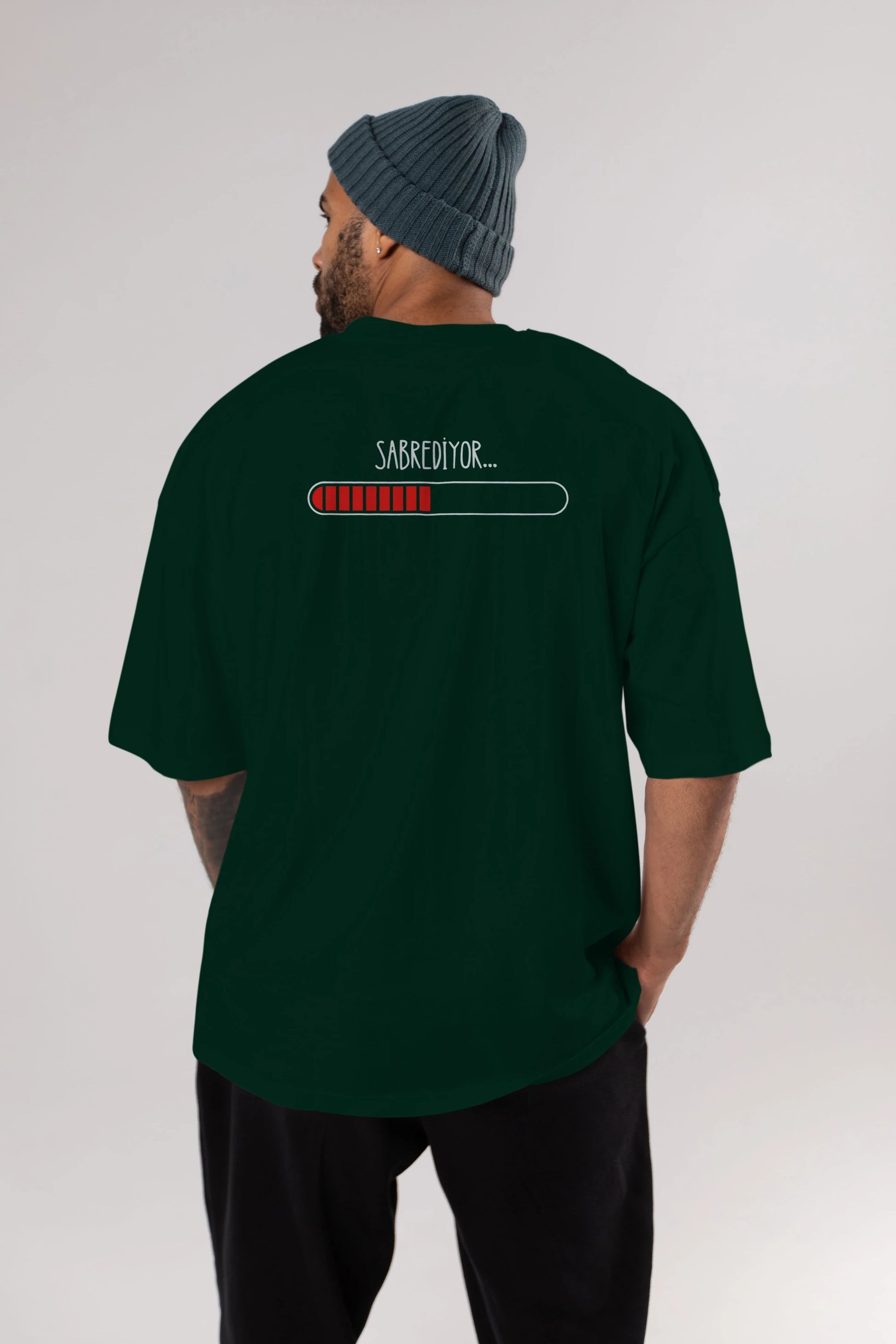 Sabrediyor Yazılı Arka Baskılı Oversize t-shirt Erkek Kadın Unisex