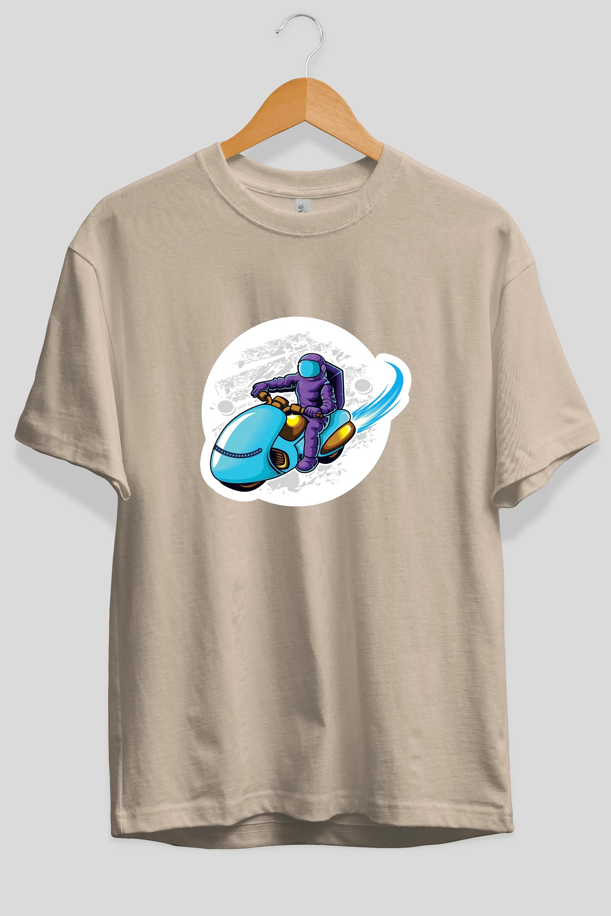 Astrorider in Space Sticker Ön Baskılı Oversize t-shirt Erkek Kadın Unisex