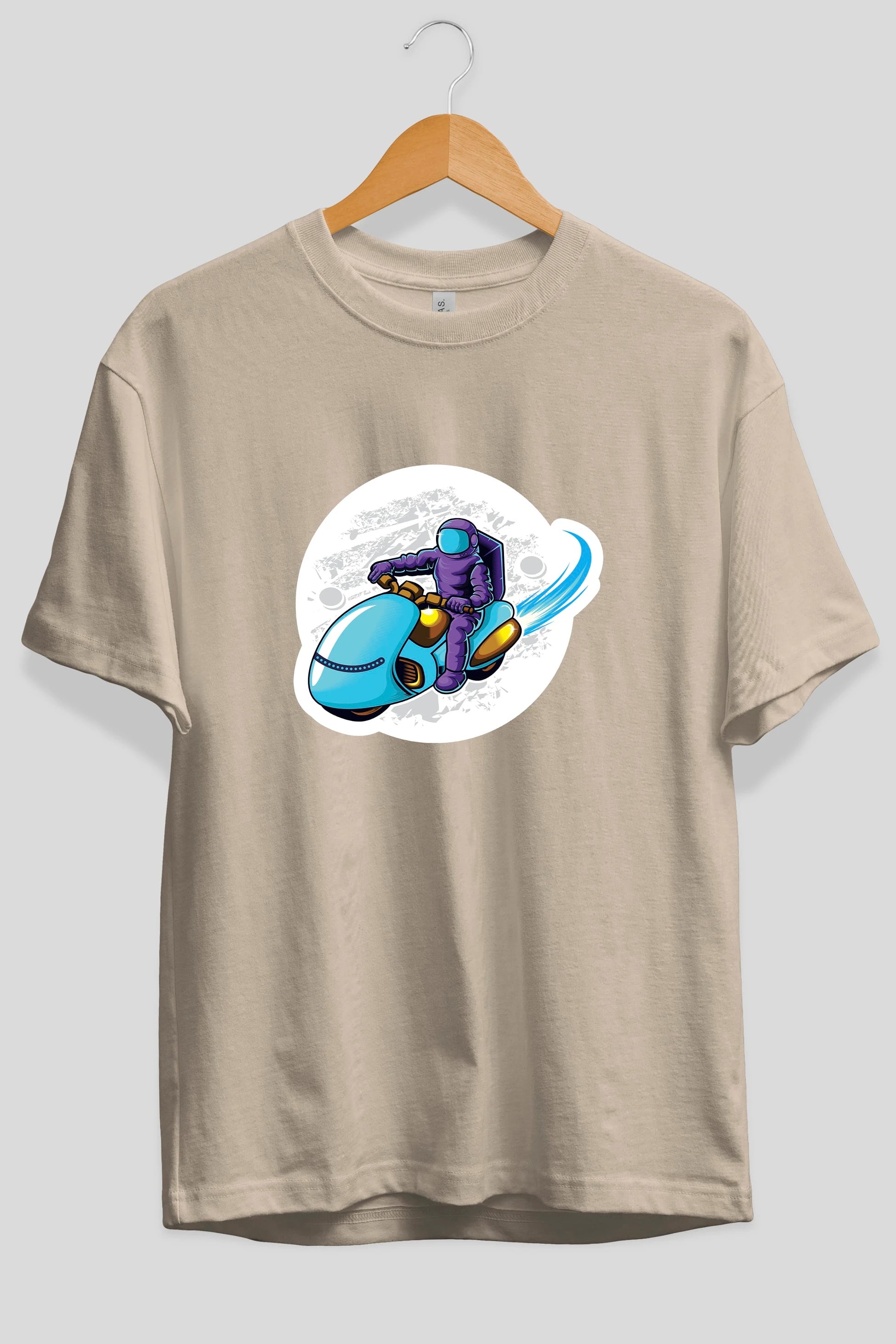Astrorider in Space Sticker Ön Baskılı Oversize t-shirt Erkek Kadın Unisex