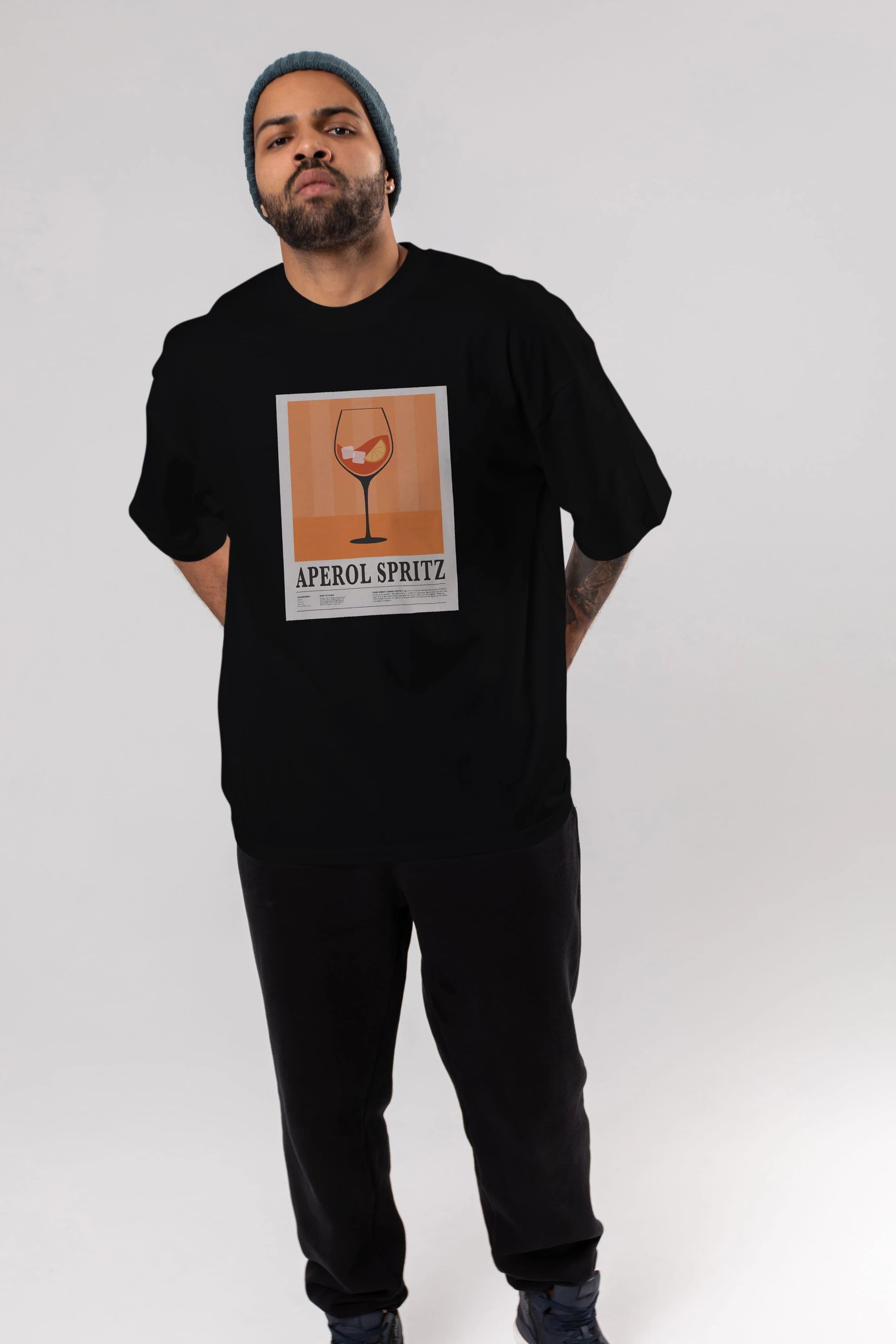 Aperol Spritz 8 Ön Baskılı Oversize t-shirt Erkek Kadın Unisex %100 Pamuk Bisiklet Yaka tişort