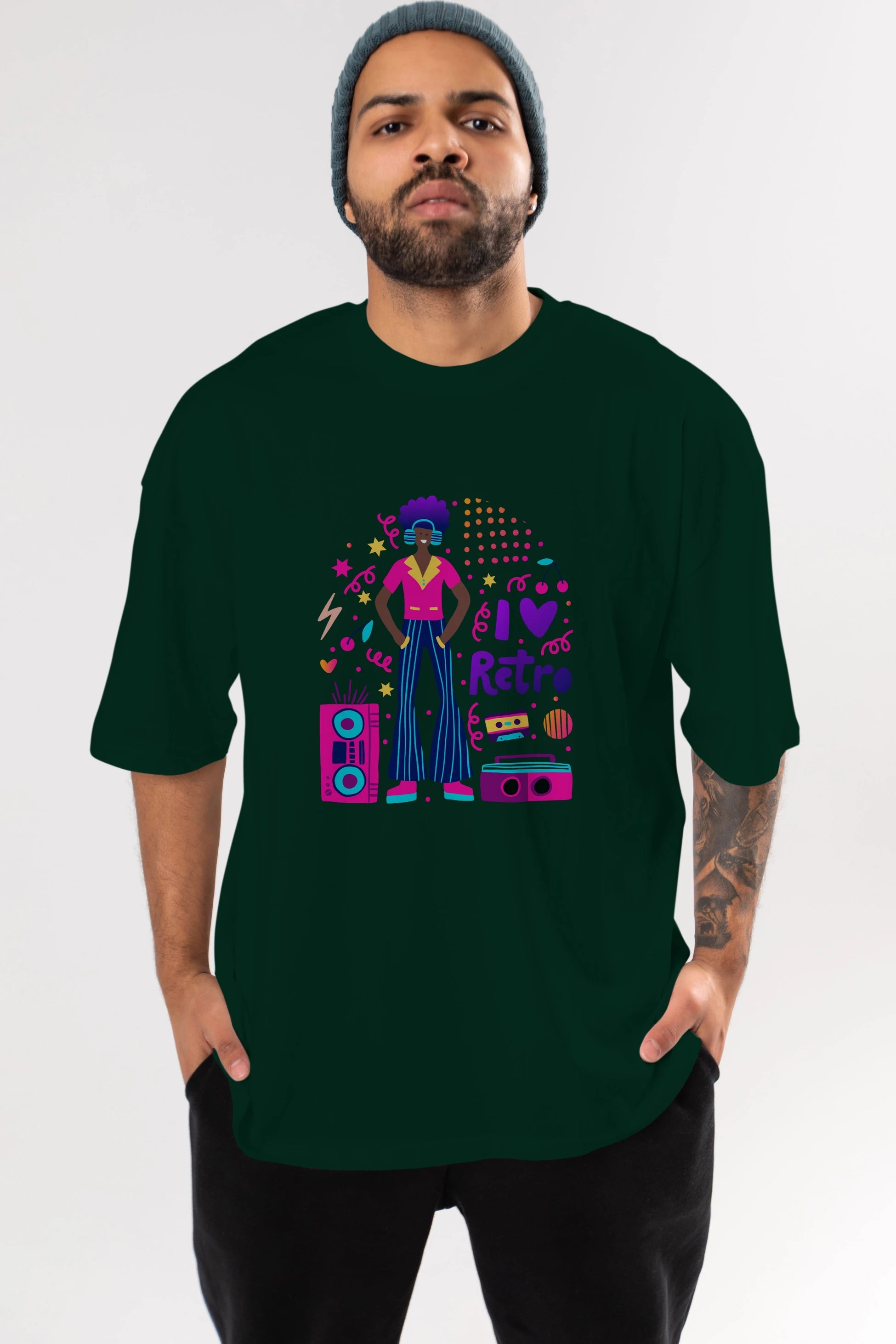 Retro Boy Party Ön Baskılı Oversize t-shirt Erkek Kadın Unisex