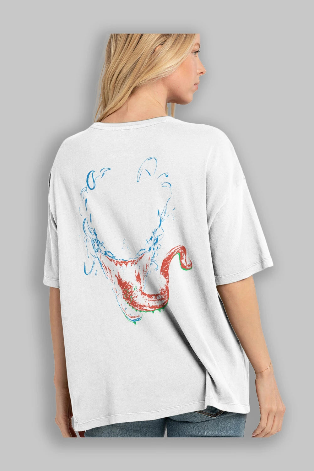 Venom (2) Arka Baskılı Oversize t-shirt Erkek Kadın Unisex %100 Pamuk Bisiklet Yaka tişort