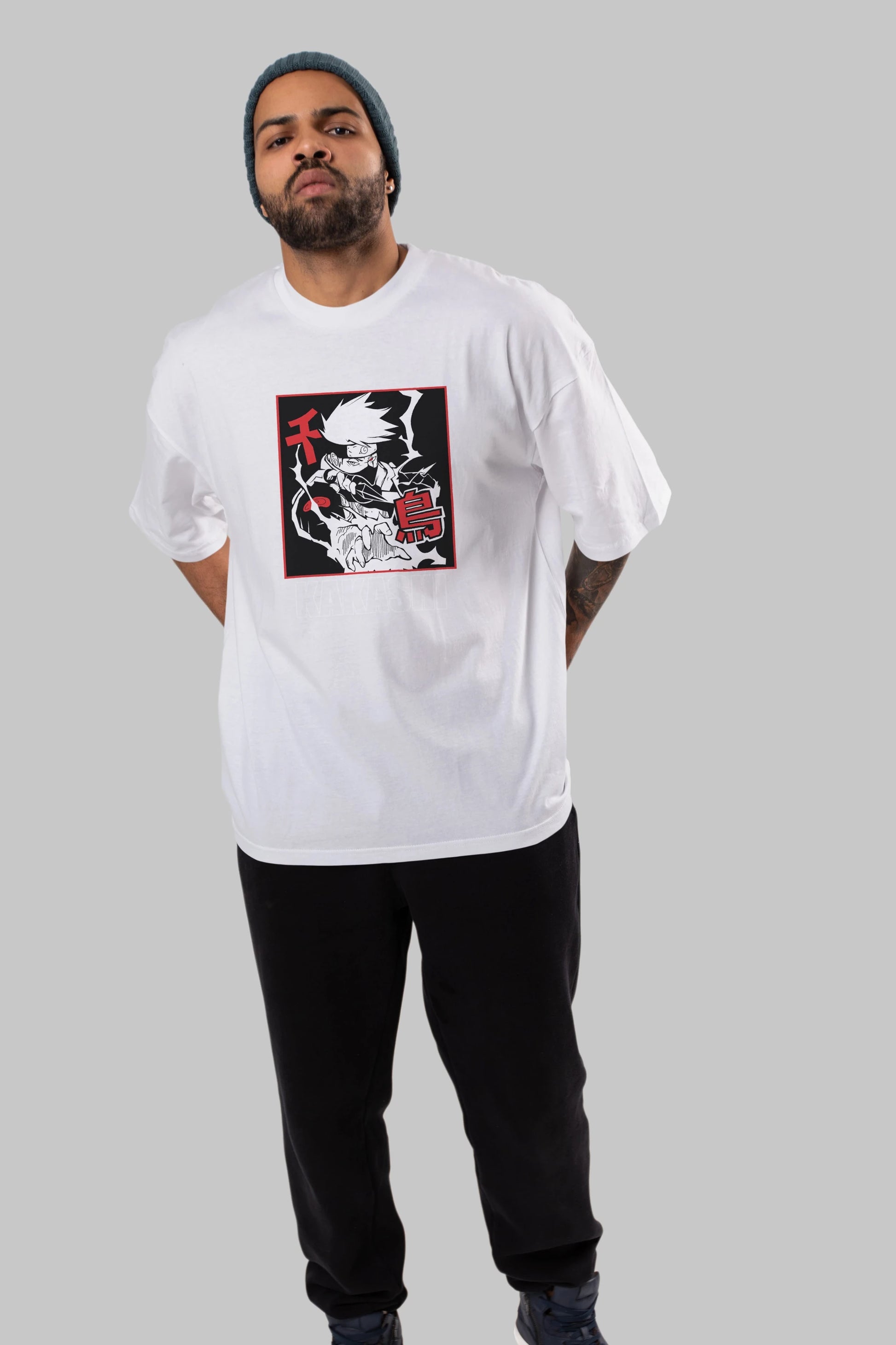 KAKASHI HATAKE NARUTO Anime Ön Baskılı Oversize t-shirt %100 pamuk Erkek Kadın Unisex