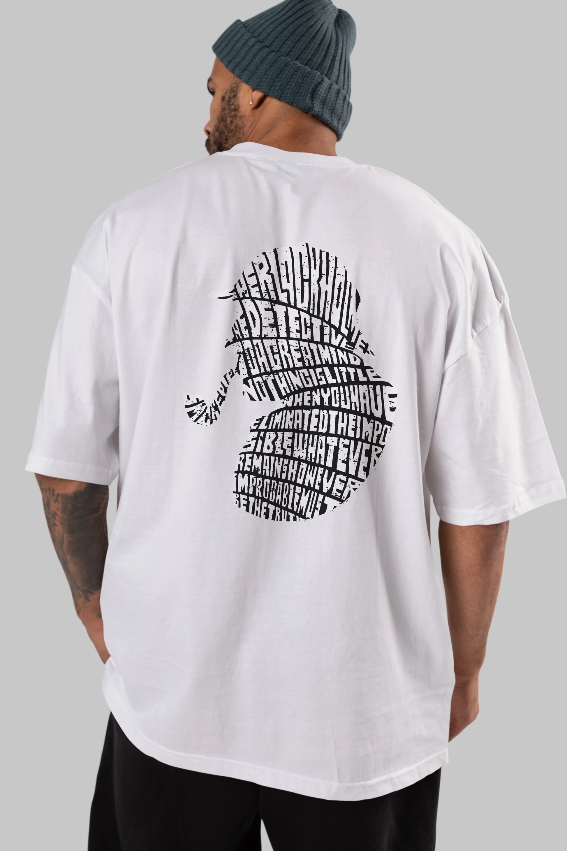 Holmes Arka Baskılı Oversize t-shirt %100 pamuk Erkek Kadın Unisex