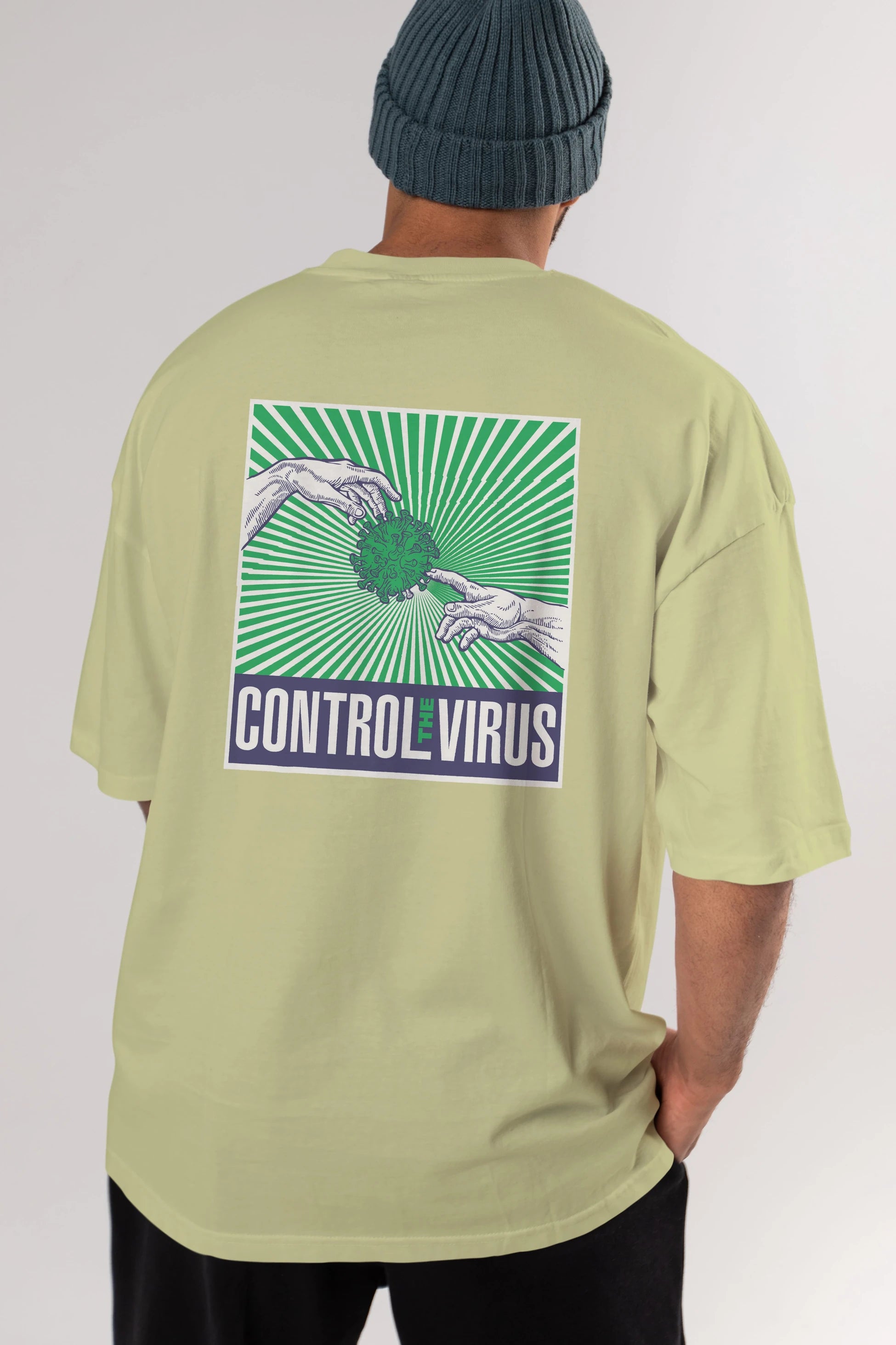 Control The Virus Arka Baskılı Oversize t-shirt Erkek Kadın Unisex