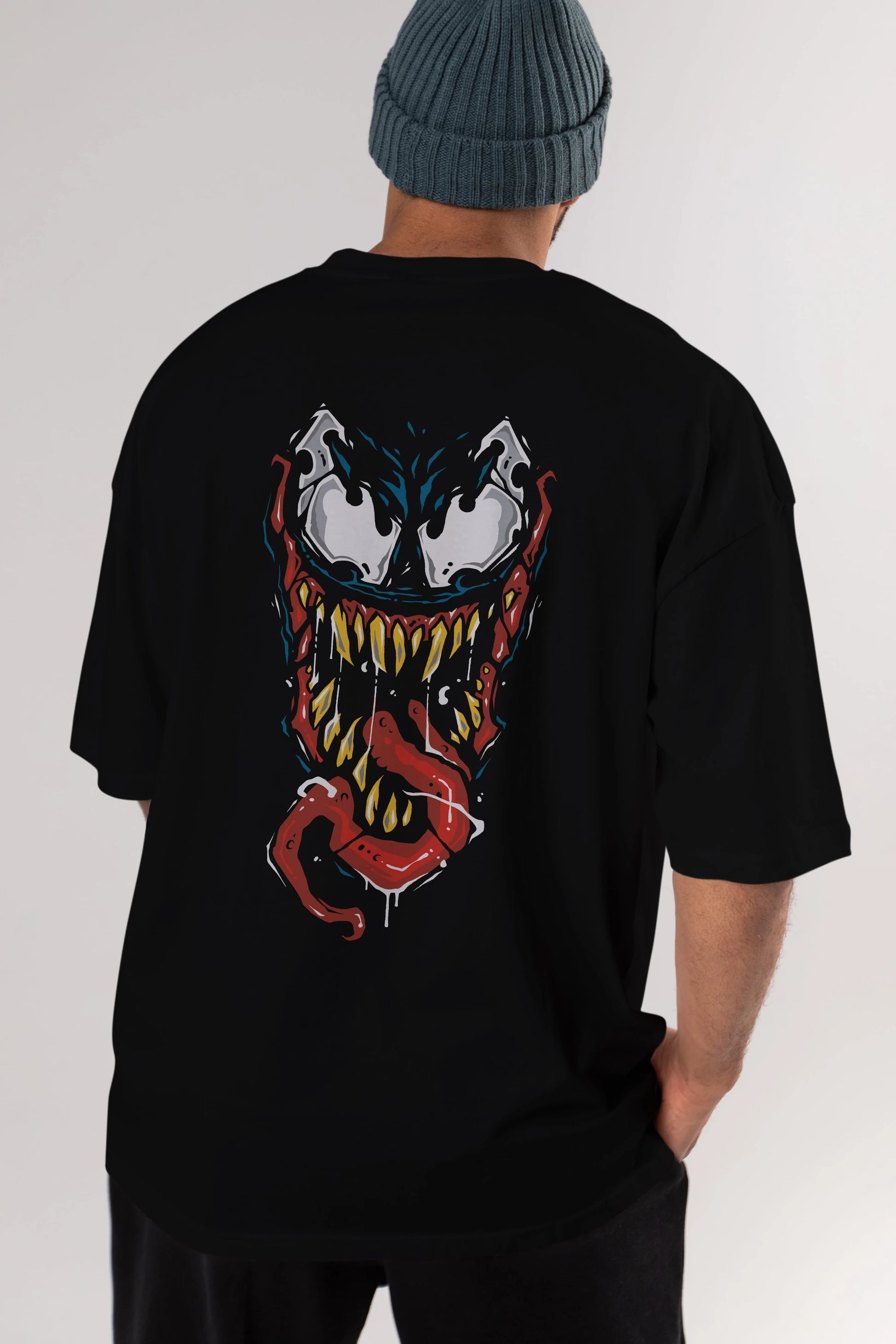 Venom (15) Arka Baskılı Oversize t-shirt Erkek Kadın Unisex %100 Pamuk Bisiklet Yaka tişort