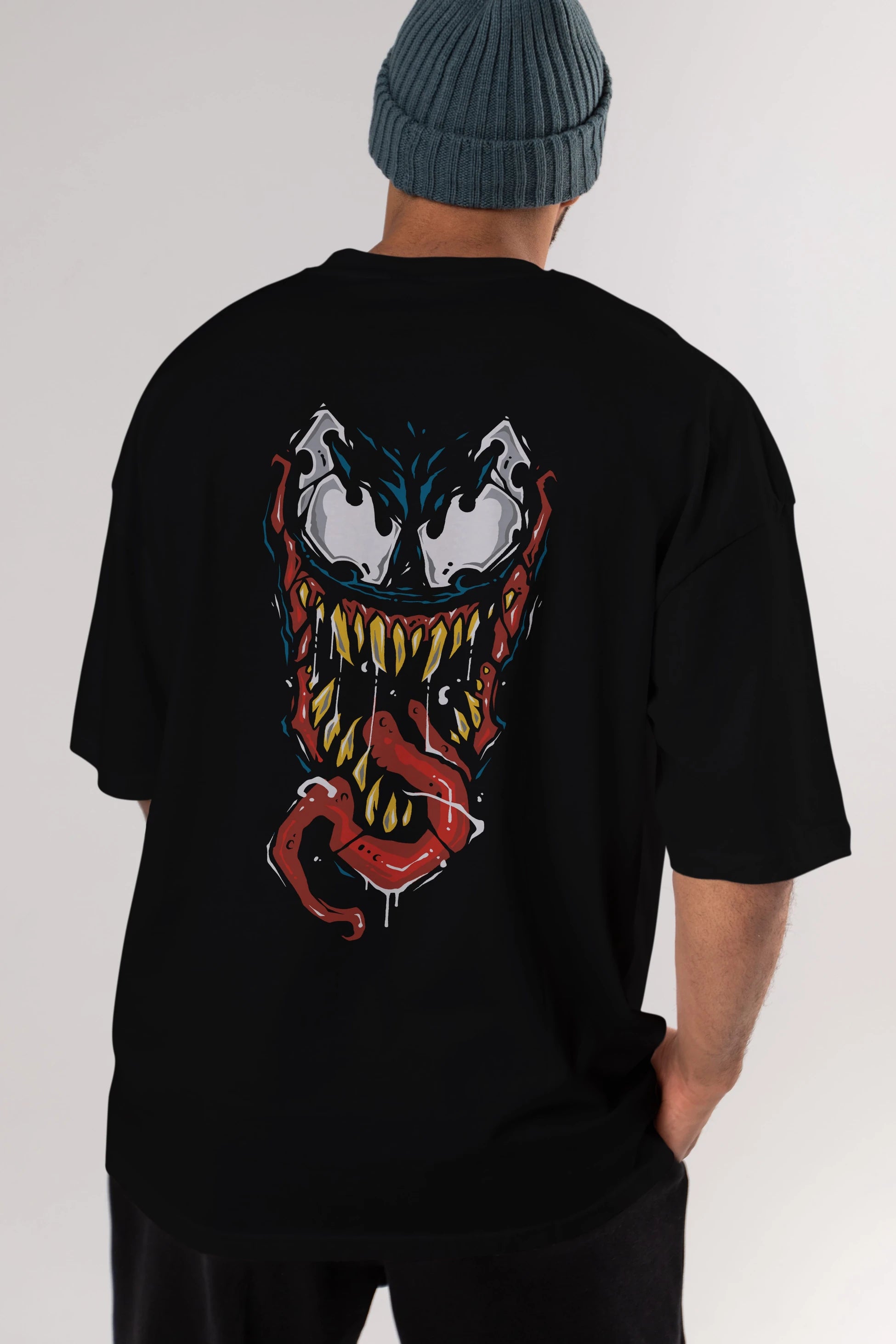 Venom (15) Arka Baskılı Oversize t-shirt Erkek Kadın Unisex %100 Pamuk Bisiklet Yaka tişort