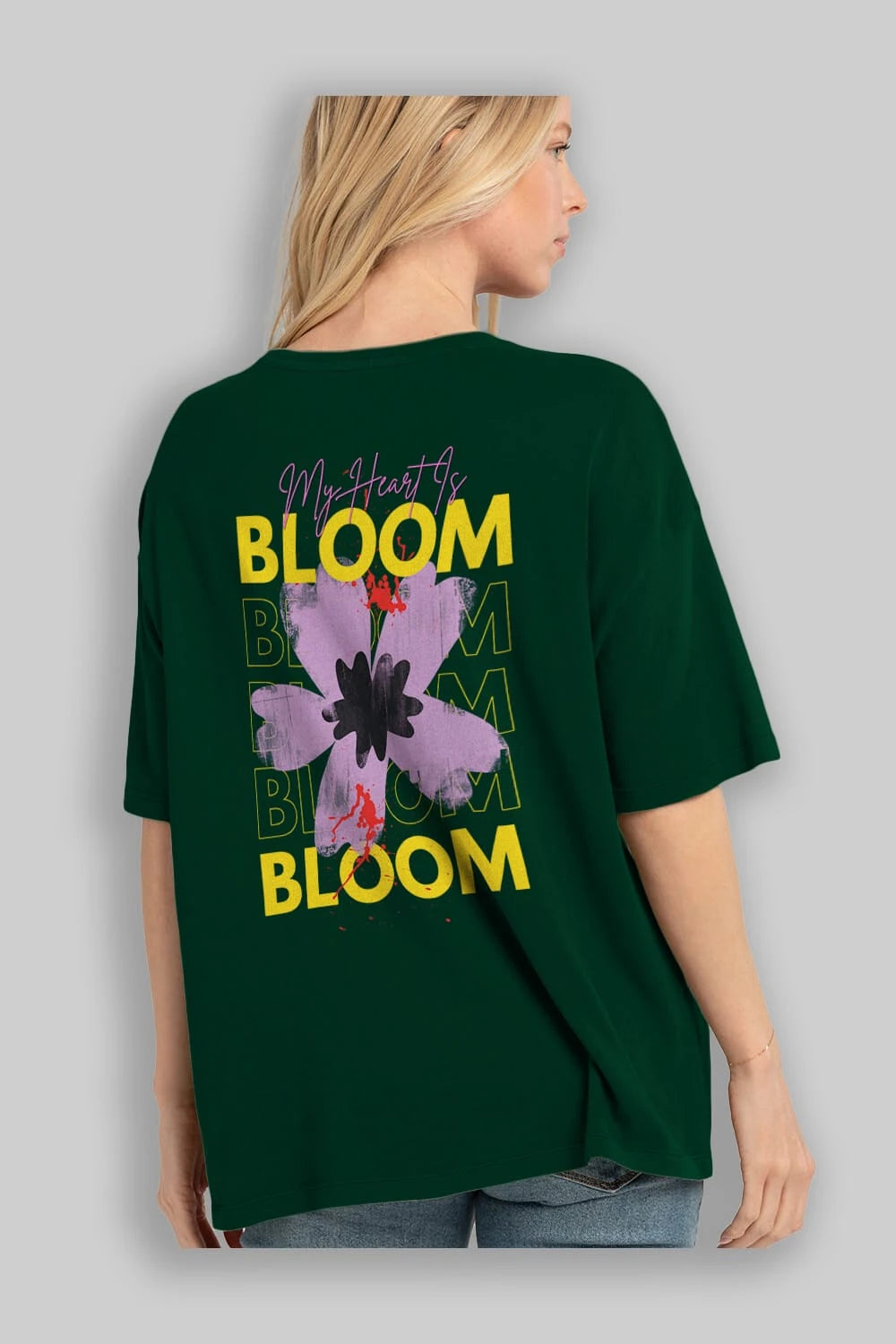 Bloom Yazılı Arka Baskılı Oversize t-shirt Erkek Kadın Unisex