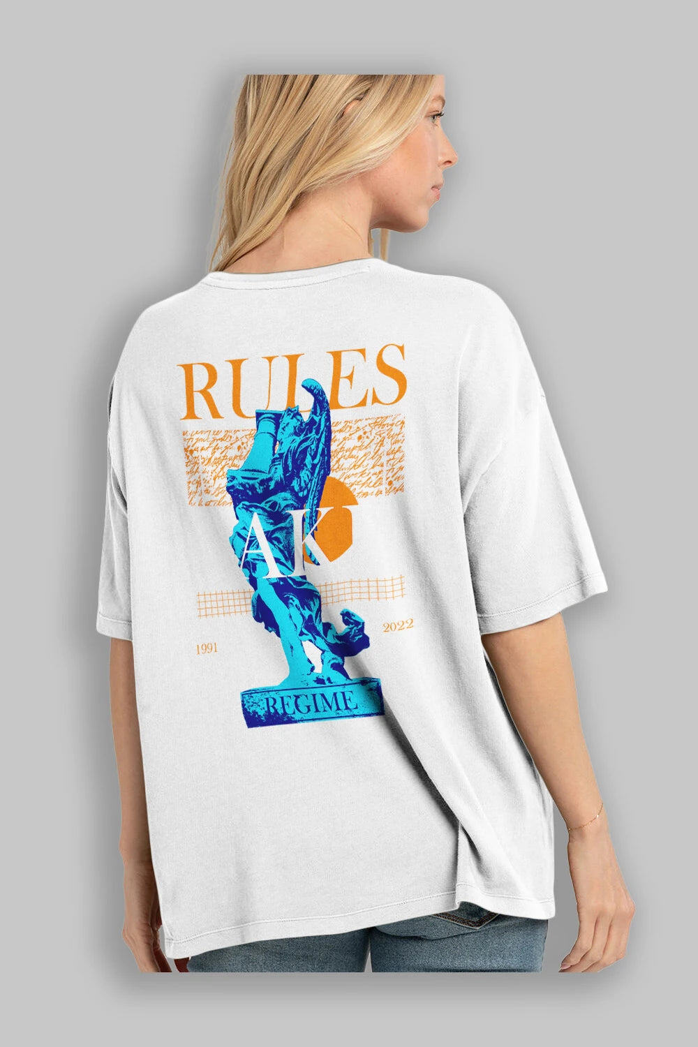 Rules Fake Arka Baskılı Oversize t-shirt Erkek Kadın Unisex