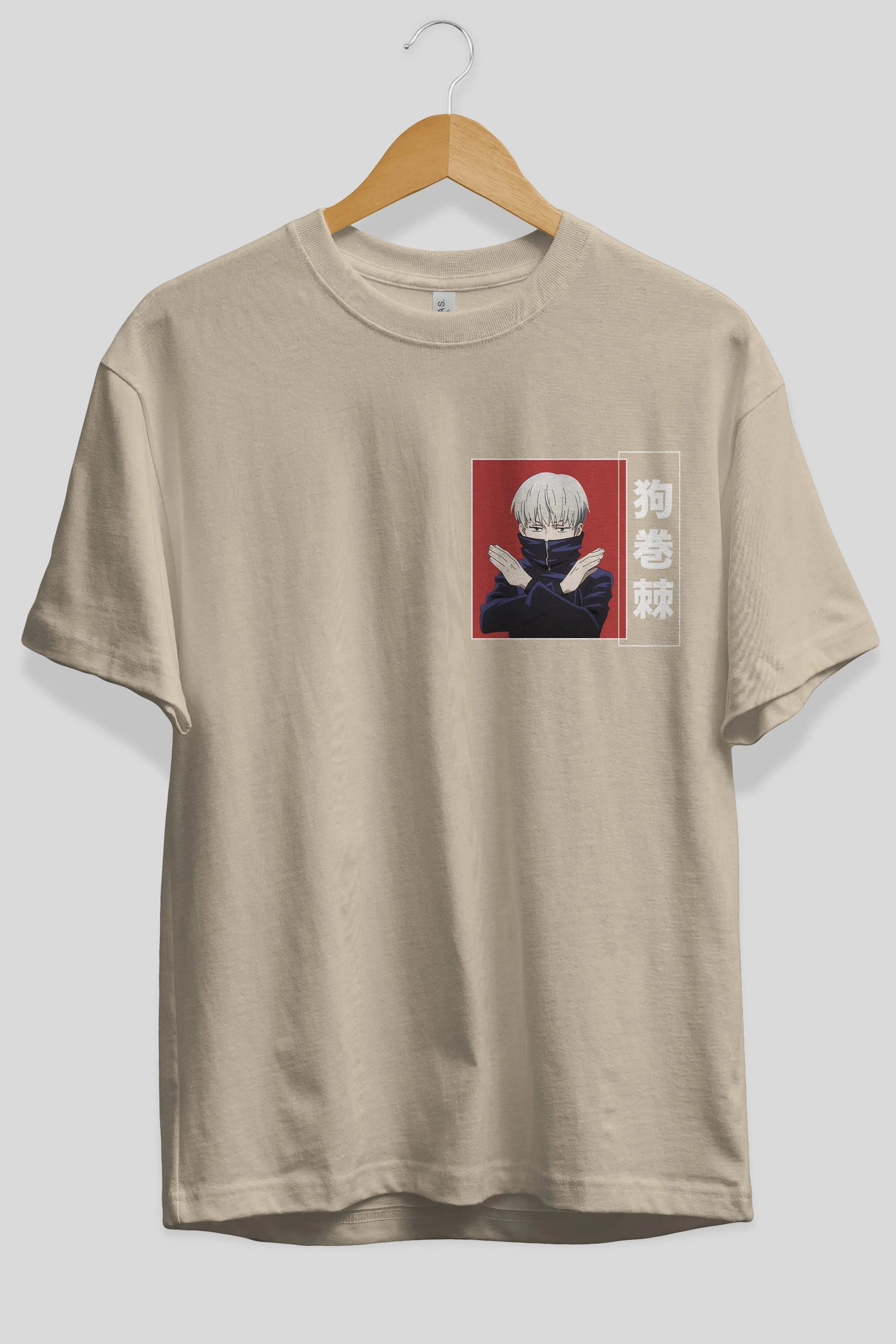 Toge Inumaki Ön Sol Baskılı Oversize t-shirt Erkek Kadın Unisex %100 Pamuk Bisiklet Yaka tişort