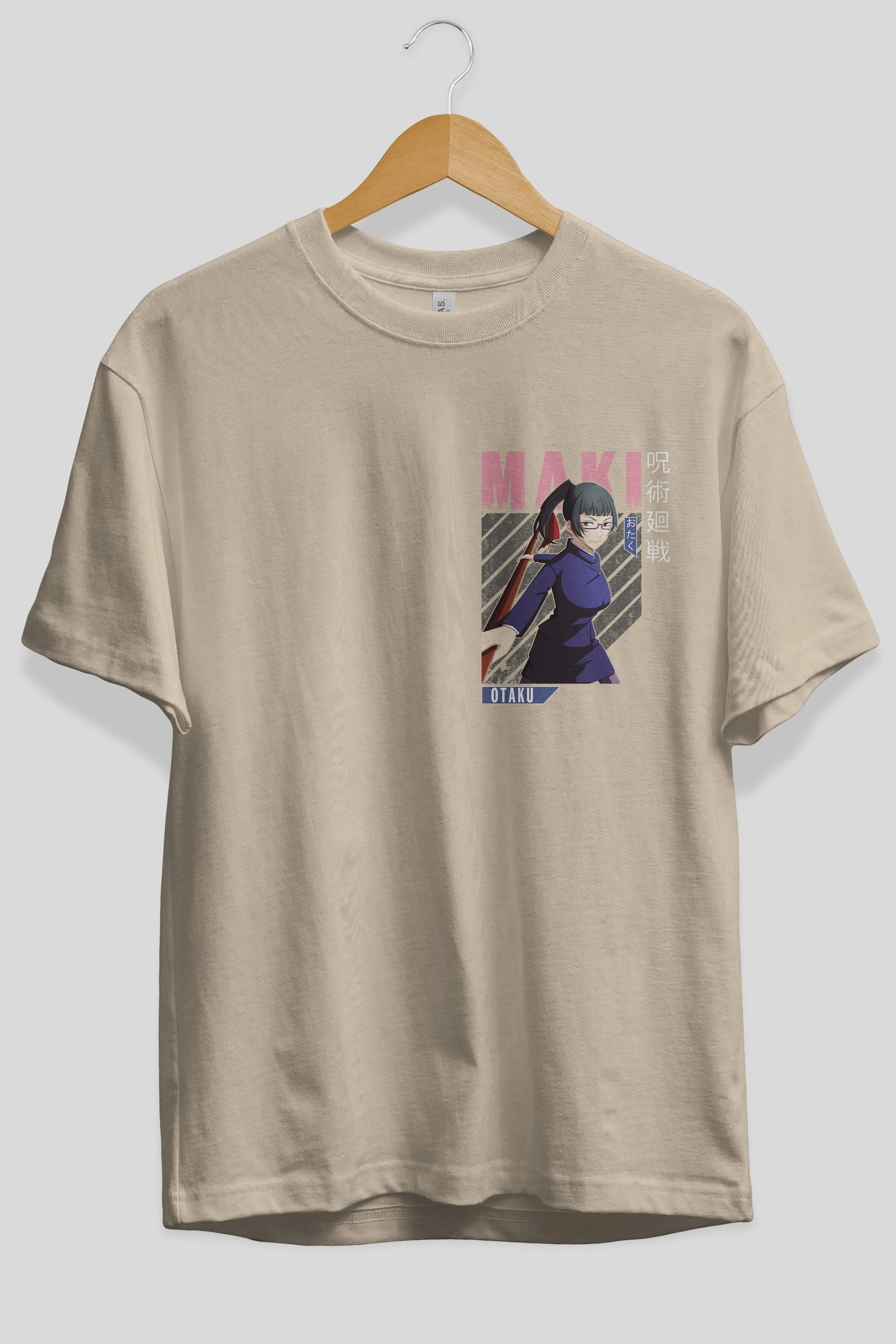 Maki Zenin CHAINSAWMAN Ön Sol Baskılı Oversize t-shirt Erkek Kadın Unisex %100 Pamuk Bisiklet Yaka tişort