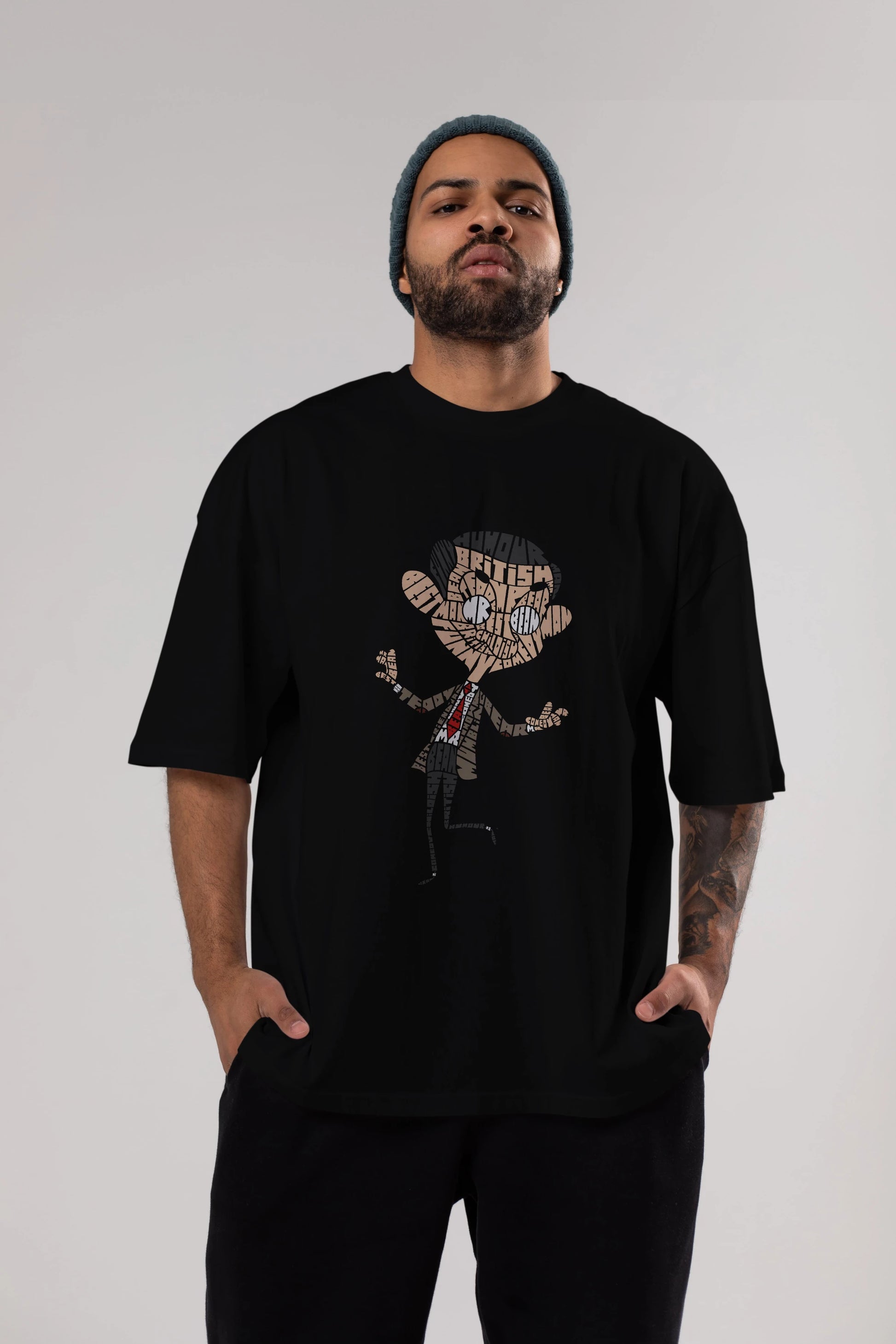 Mr Bean Ön Baskılı Oversize t-shirt %100 pamuk Erkek Kadın Unisex