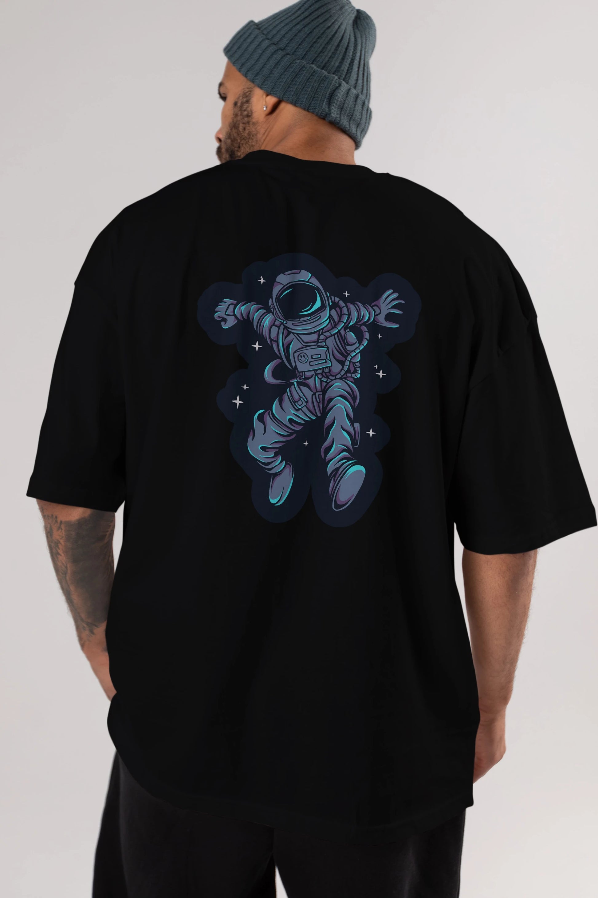 Astrostars sticker Arka Baskılı Oversize t-shirt Erkek Kadın Unisex