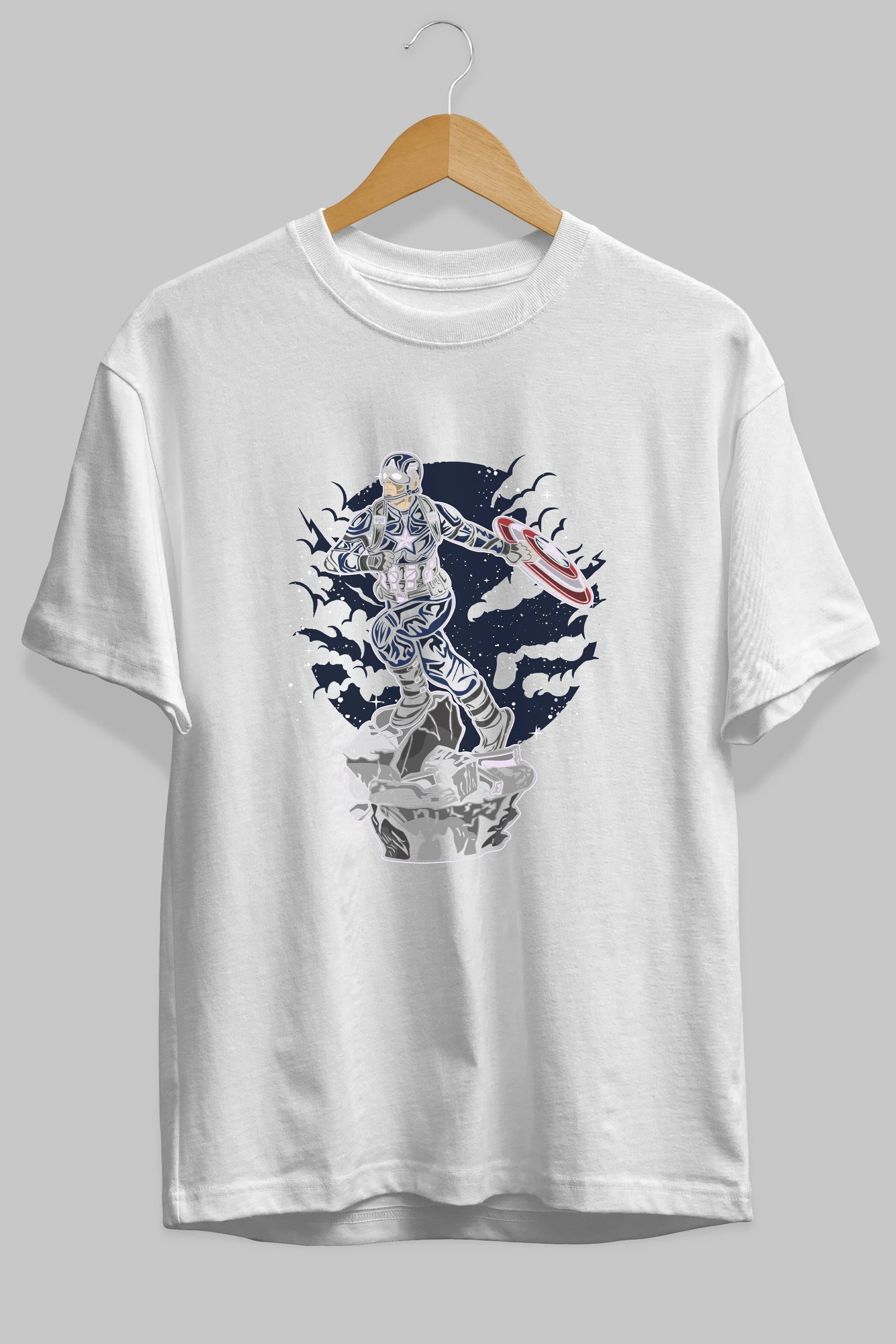 CAPTAIN AMERICA Ön Baskılı Oversize t-shirt Erkek Kadın Unisex %100 Pamuk tişort