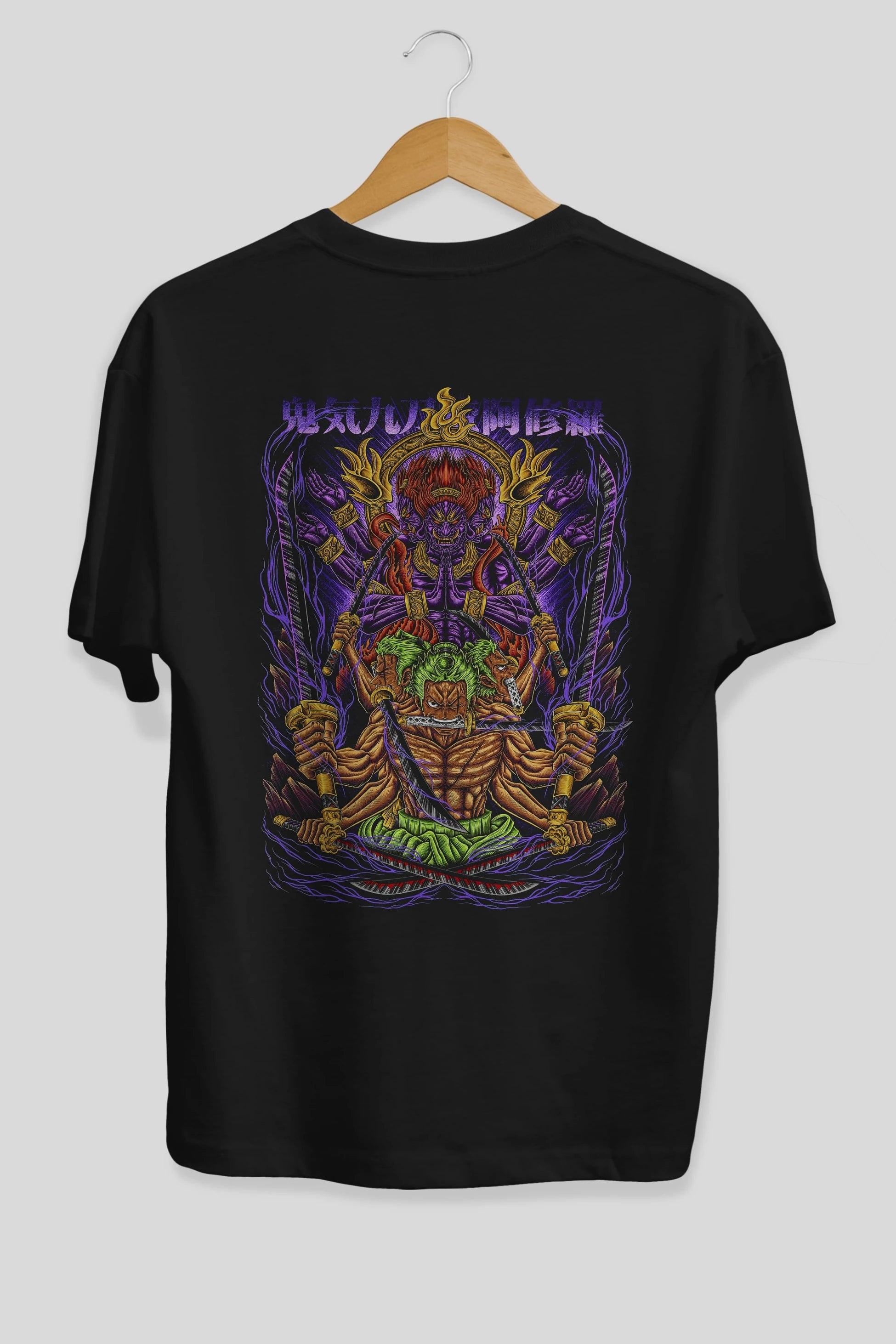 RORONOA ZORO 2 Anime Arka Baskılı Oversize t-shirt Erkek Kadın Unisex