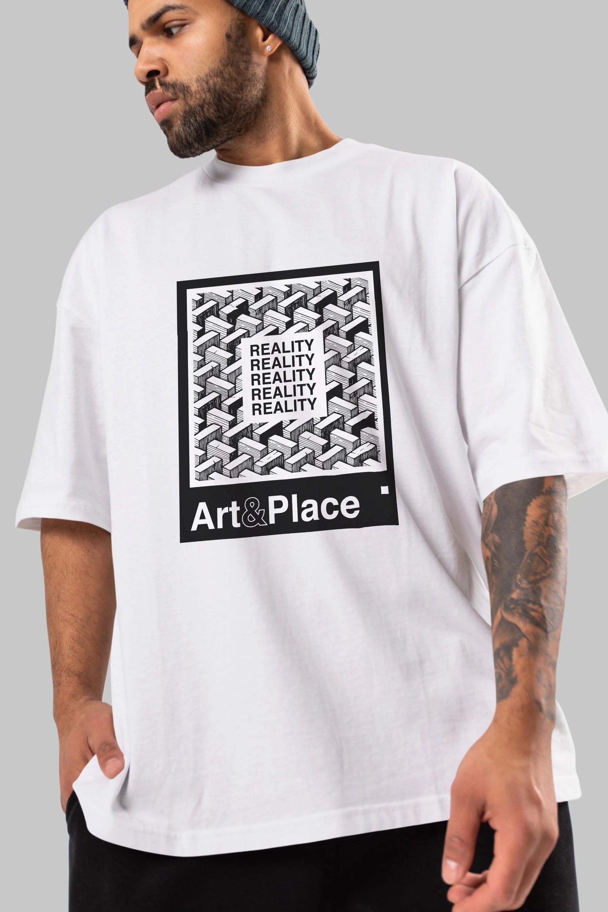 Reality Ön Baskılı Oversize t-shirt Erkek Kadın Unisex