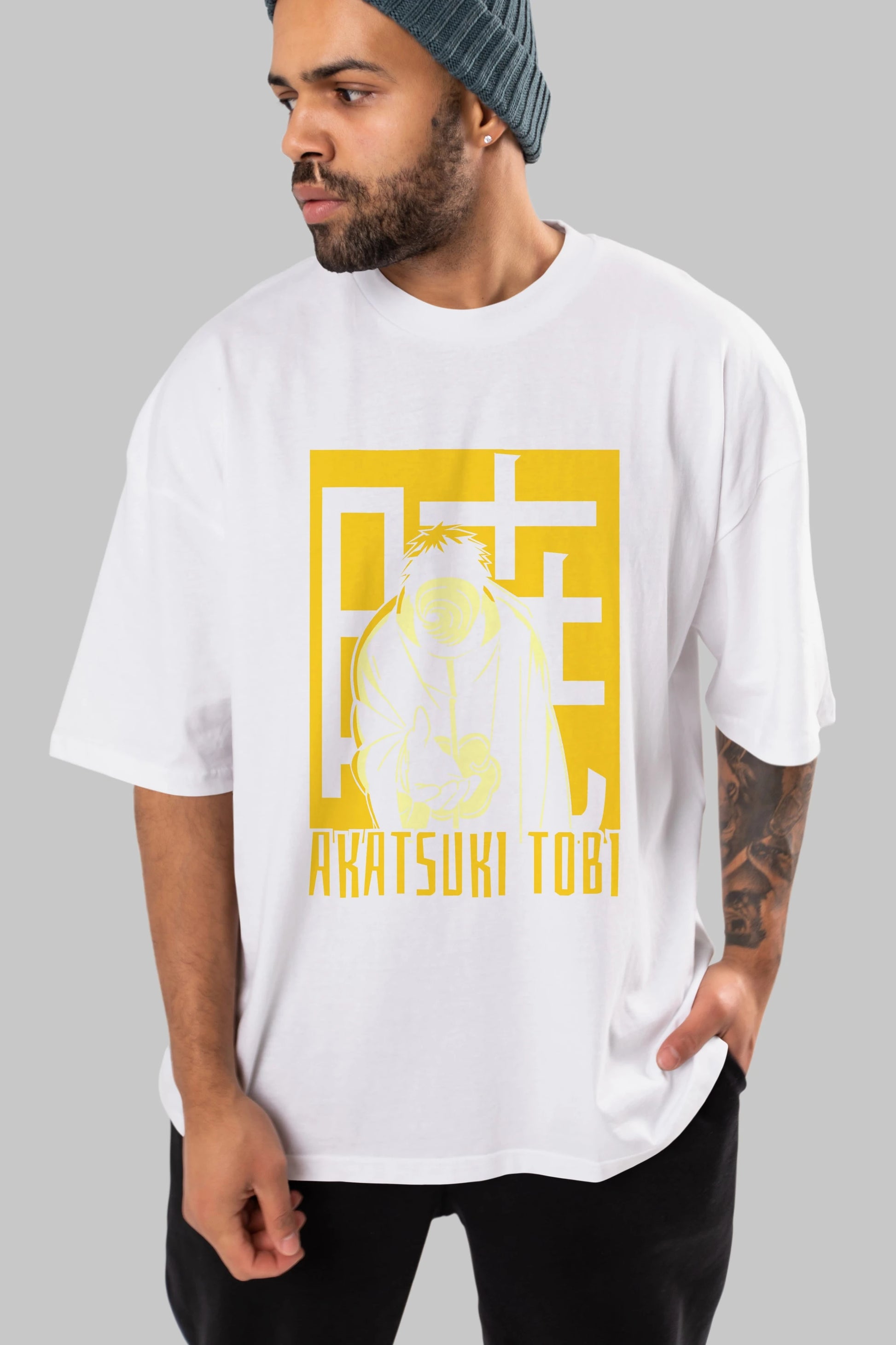 AKATSUKI OBITO NARUTO Anime Ön Baskılı Oversize t-shirt %100 pamuk Erkek Kadın Unisex