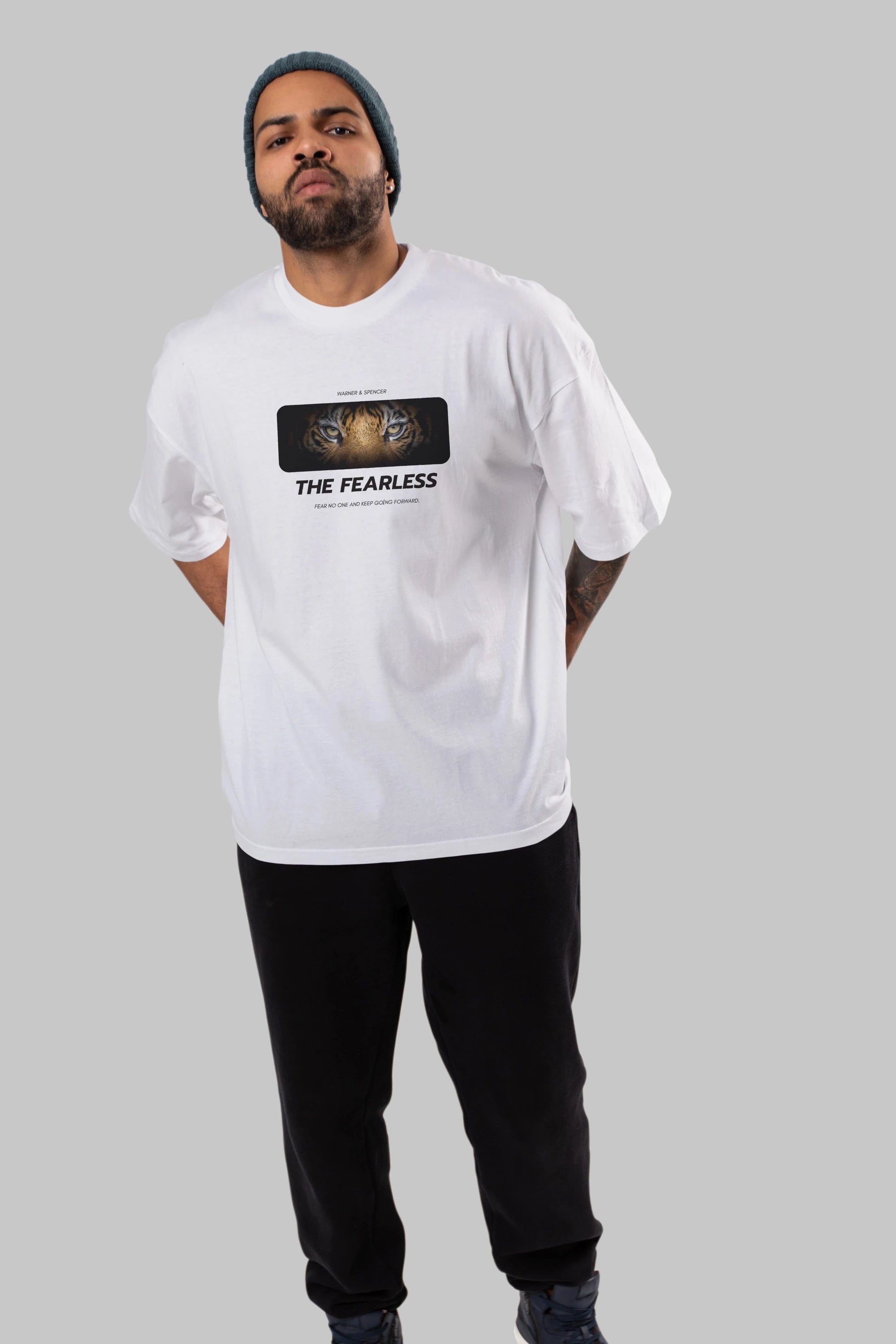 The Fearless Yazılı Ön Baskılı Oversize t-shirt Erkek Kadın Unisex