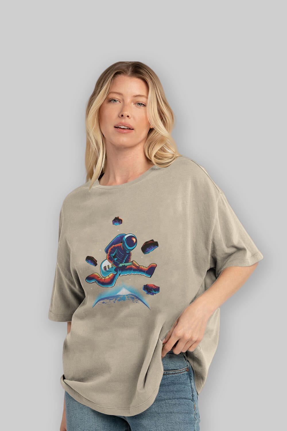 Astroguitar Ön Baskılı Oversize t-shirt Erkek Kadın Unisex