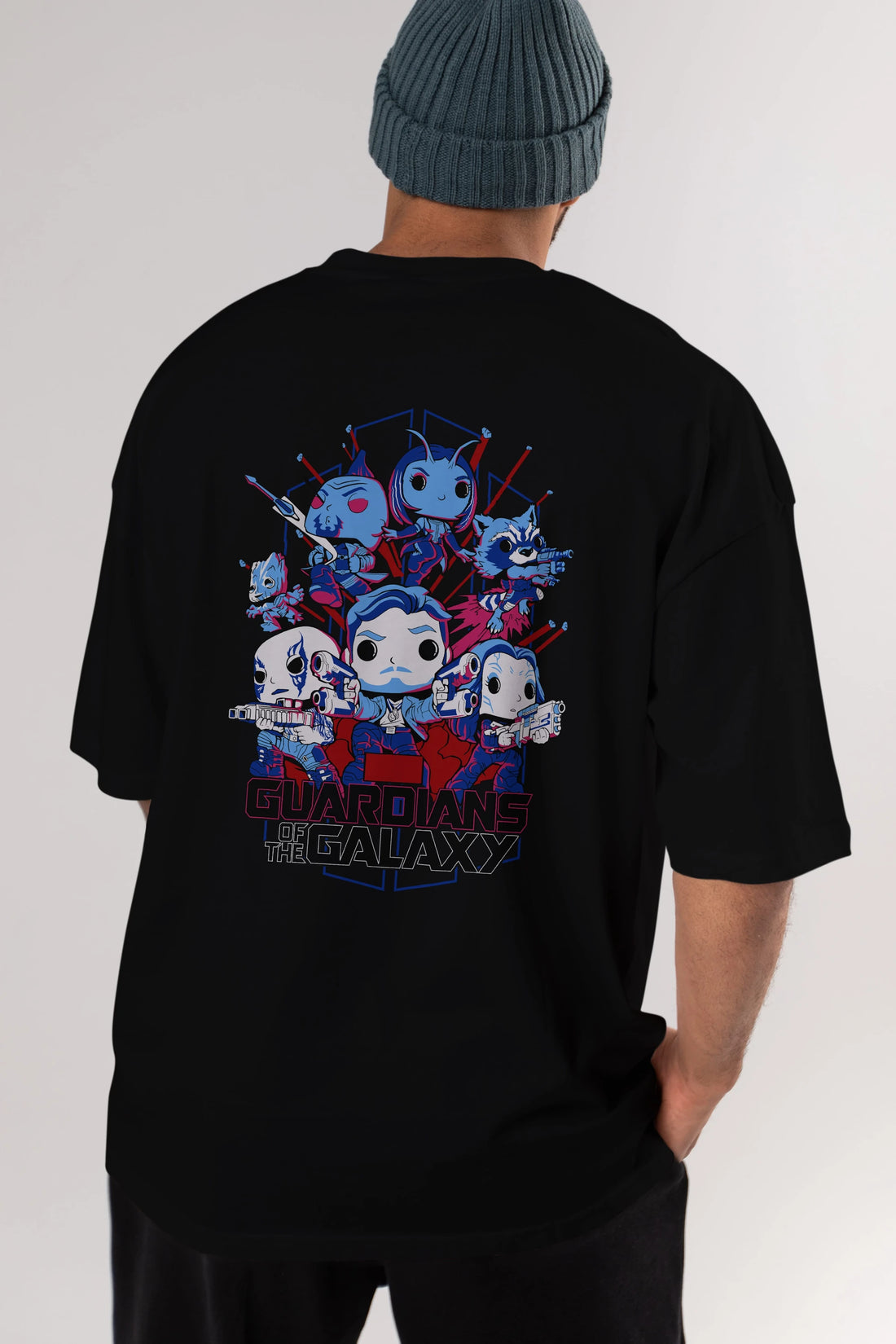 Guardians of the Galaxy Arka Baskılı Oversize t-shirt Erkek Kadın Unisex %100 Pamuk Bisiklet Yaka tişort