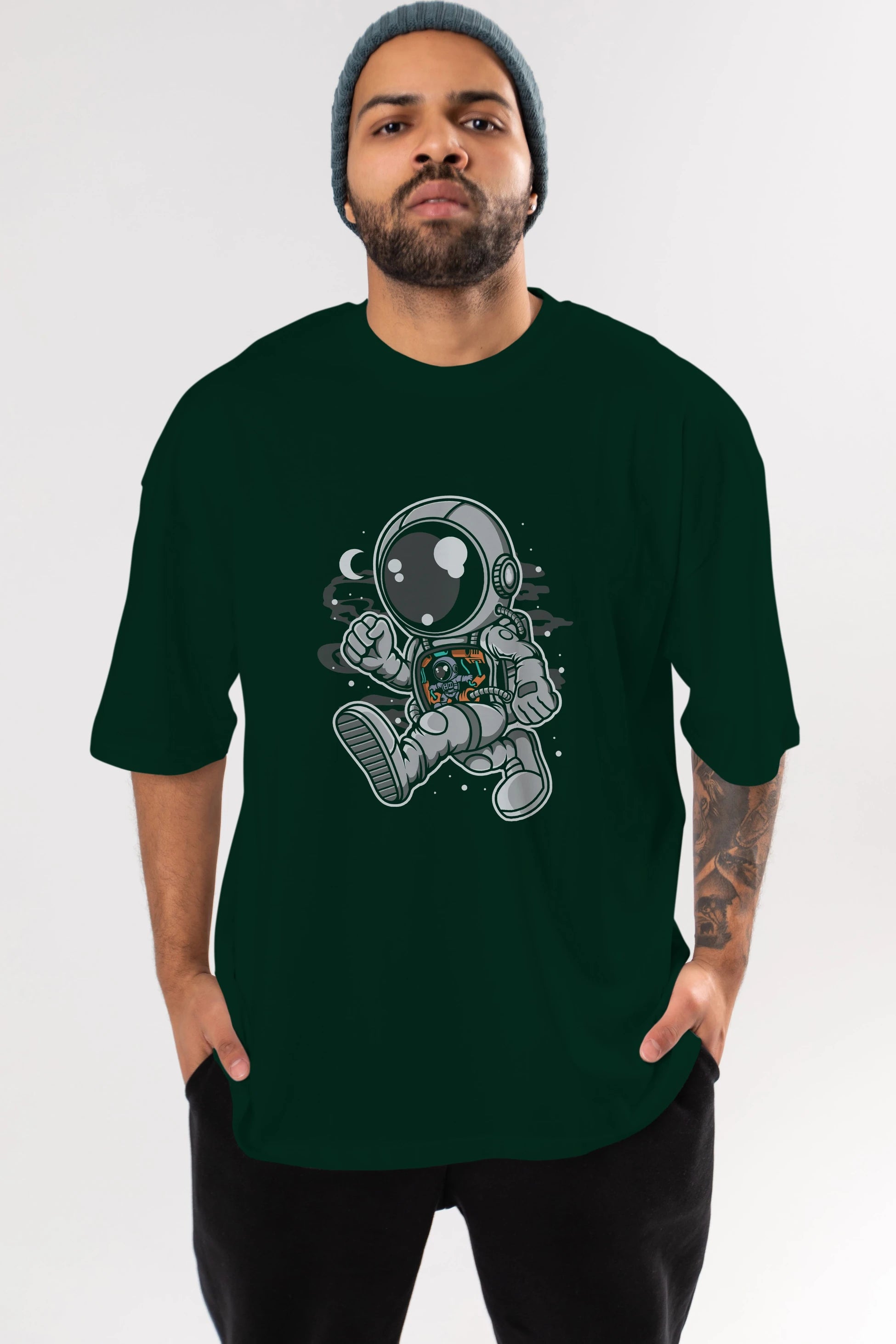 Astronaut Robotic Machine Ön Baskılı Oversize t-shirt Erkek Kadın Unisex