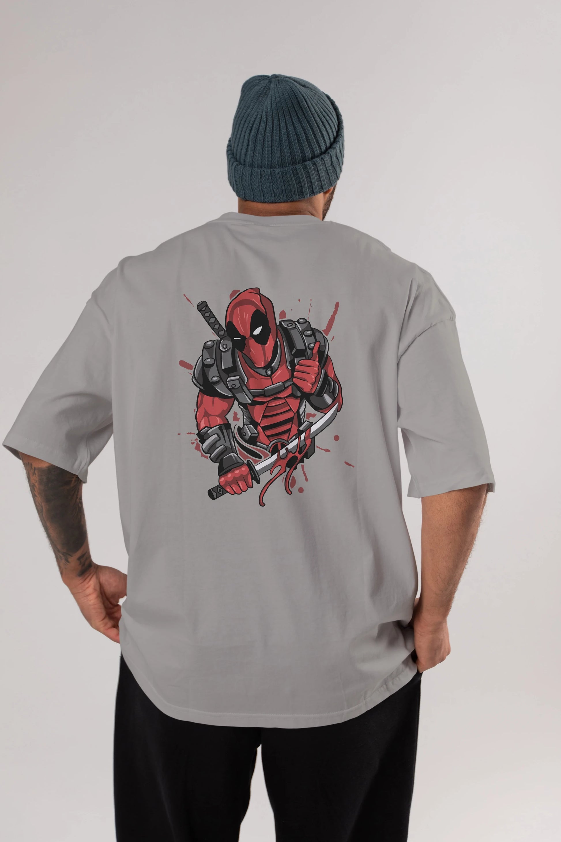 Deadpool (12) Arka Baskılı Oversize t-shirt Erkek Kadın Unisex %100 Pamuk Bisiklet Yaka tişort