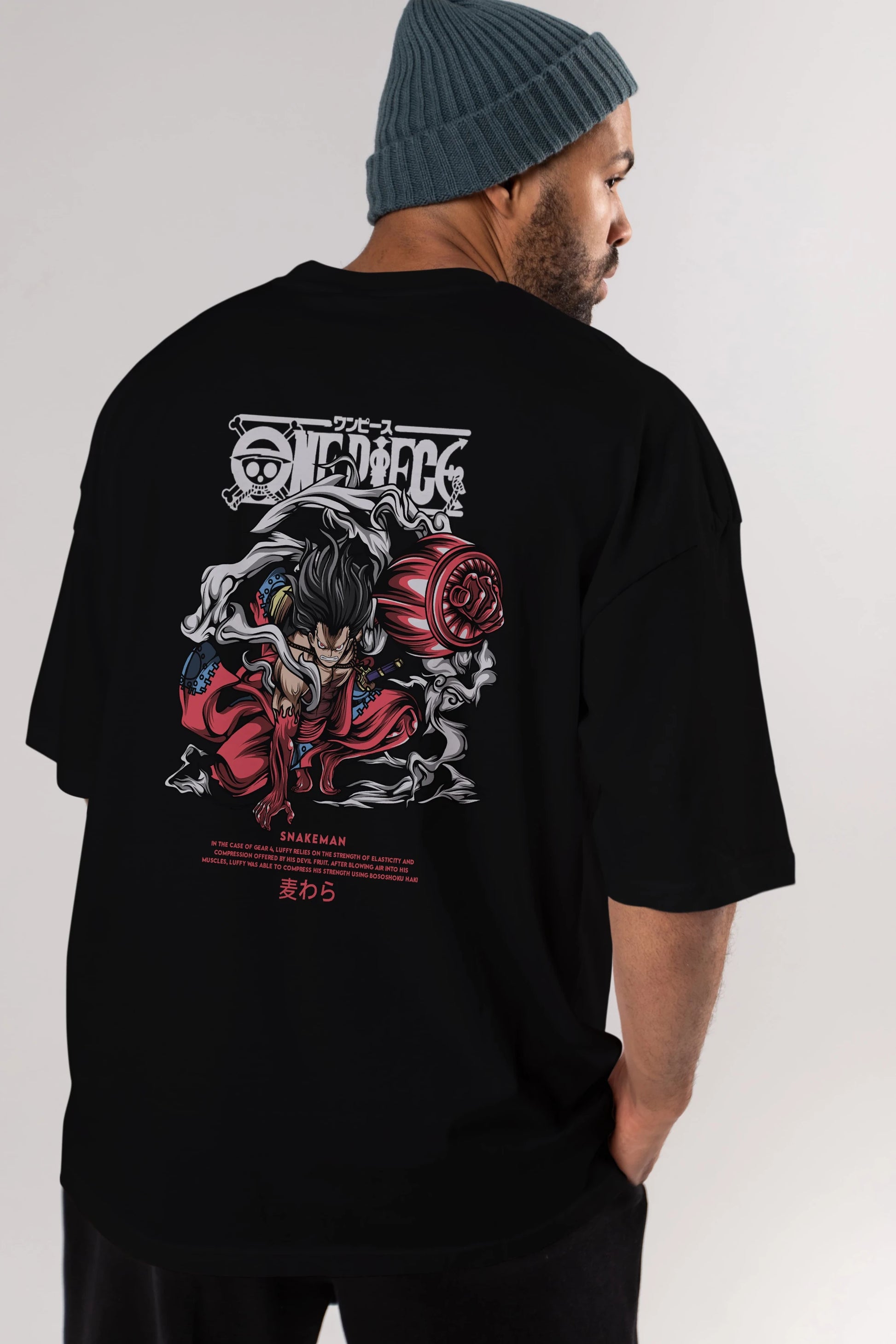 One Piece Snakeman Anime Arka Baskılı Oversize t-shirt Erkek Kadın Unisex