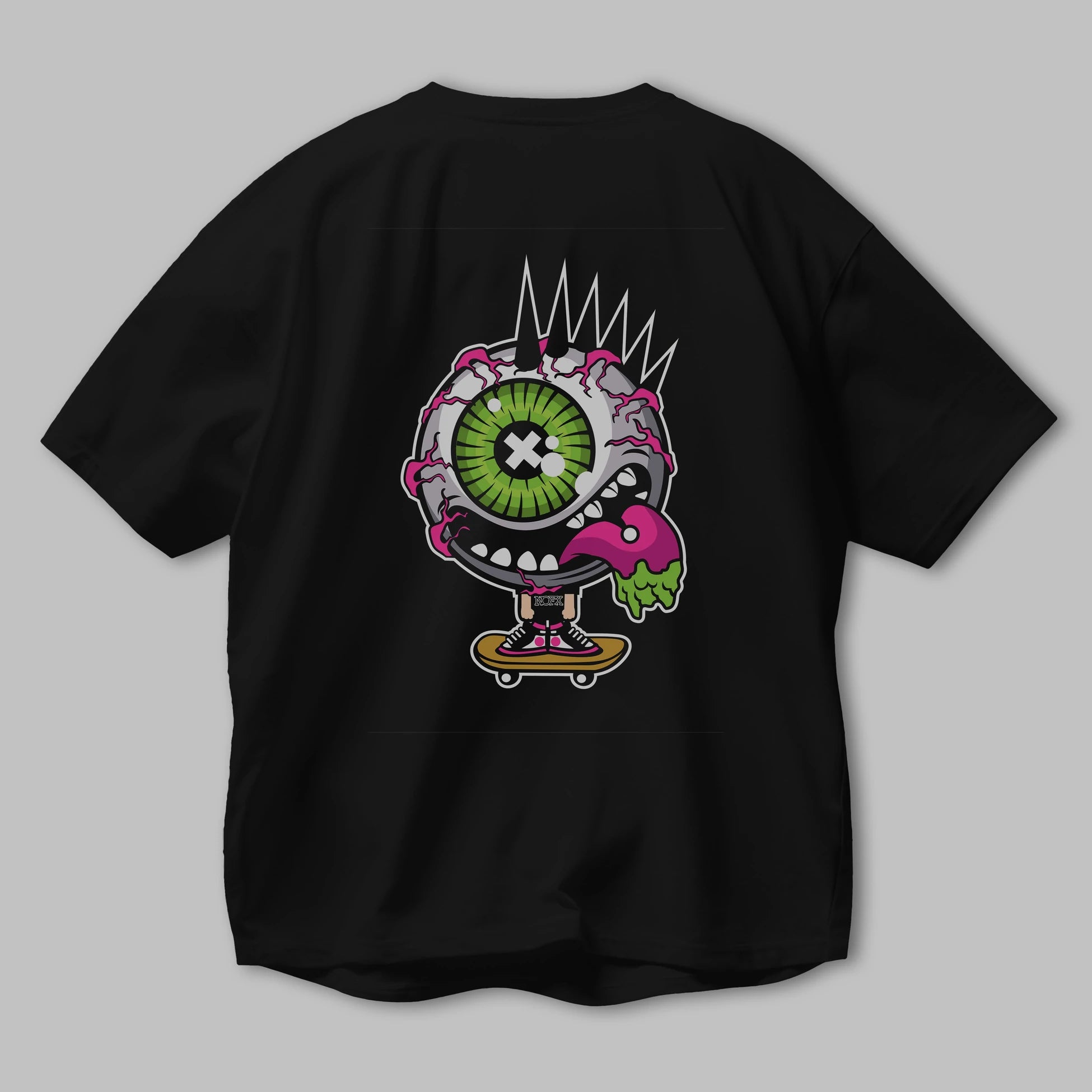 Eye Monster Skater Arka Baskılı Oversize t-shirt Erkek Kadın Unisex %100 Pamuk tişort