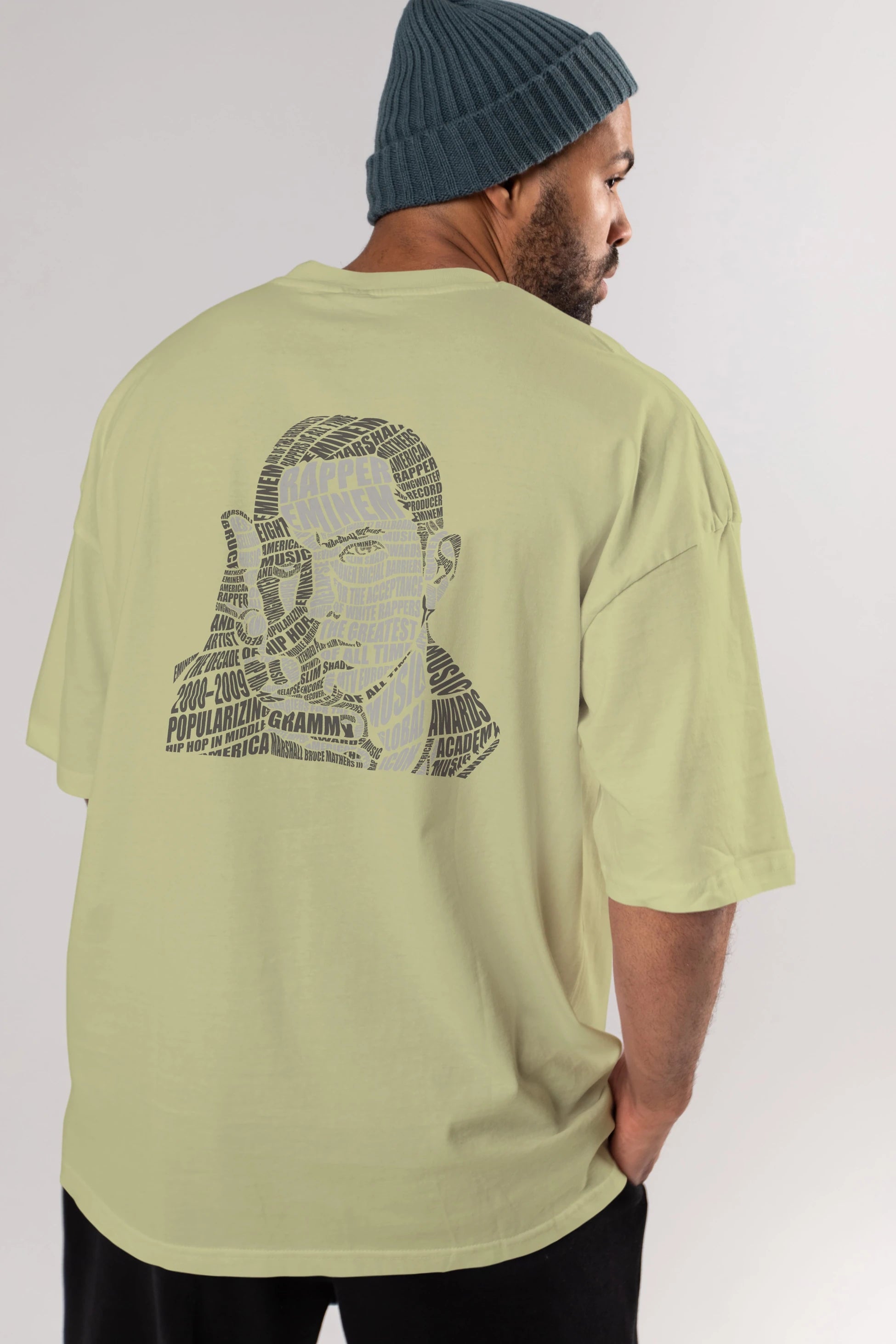 Eminem Calligram Arka Baskılı Oversize t-shirt %100 pamuk Erkek Kadın Unisex
